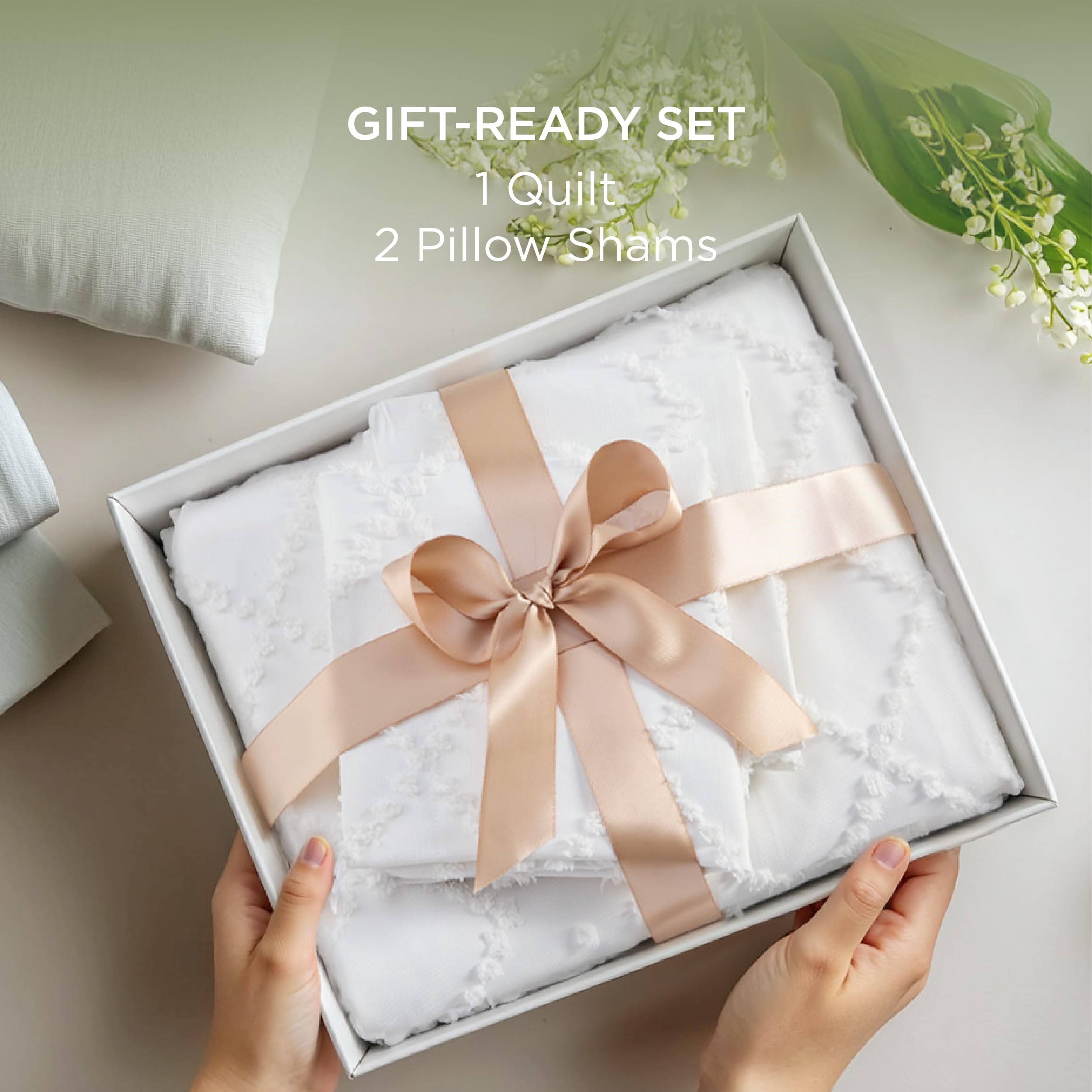 Classic Geometric Tufted Quilt Set – Soft Microfiber Bedding with Textured Design