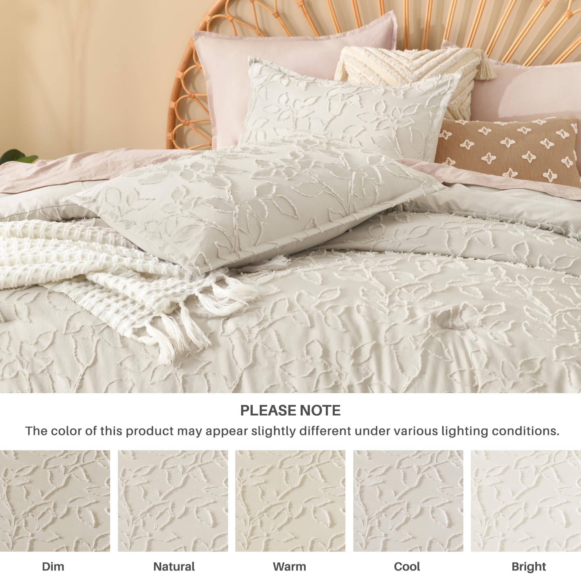 Leaf Tufted Quilt Set – Soft Microfiber Filling, All-Season Breathable Comfort, Durable & Easy-Care Bedding