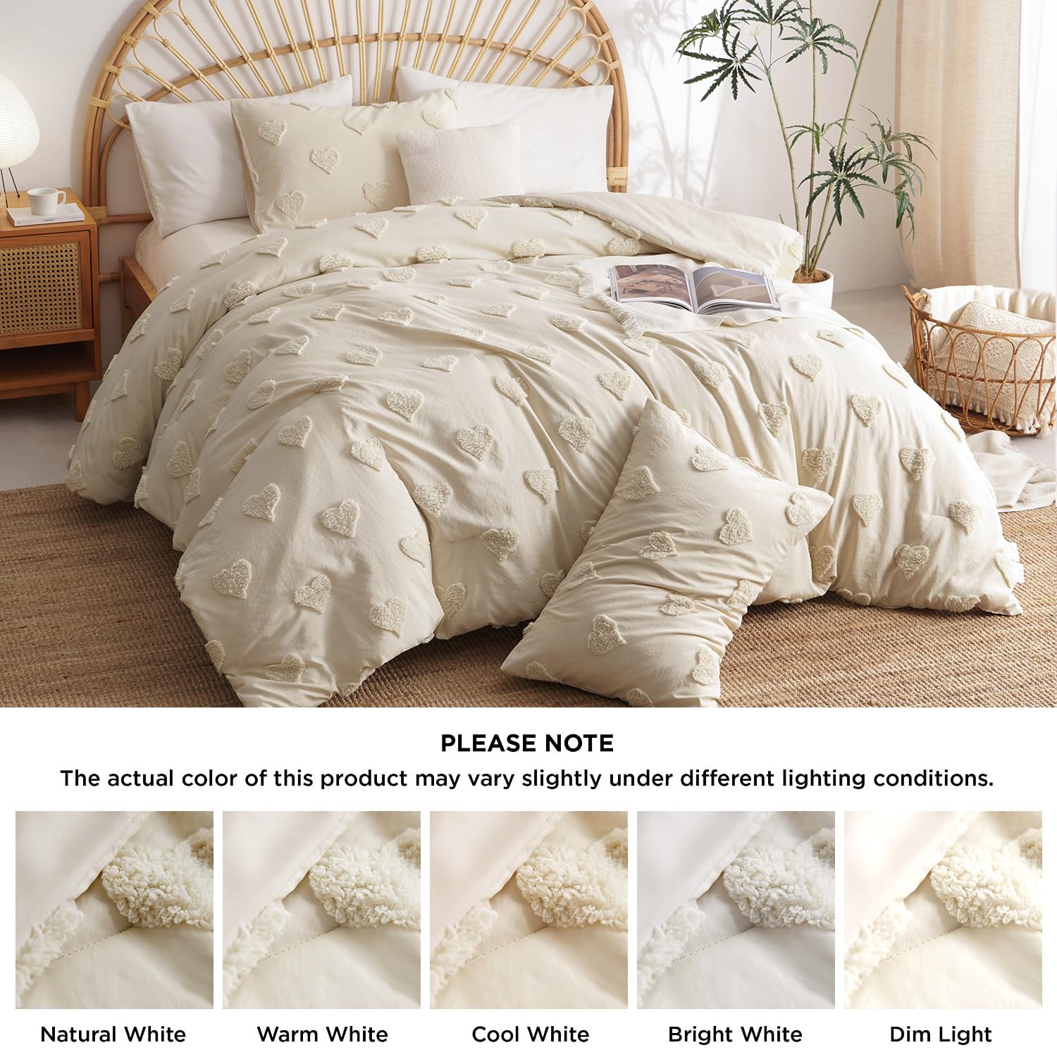 Heart Tufted Quilt Set – Boho-Inspired Design, Soft Microfiber Comfort, Durable Stitching & Easy-Care Bedding