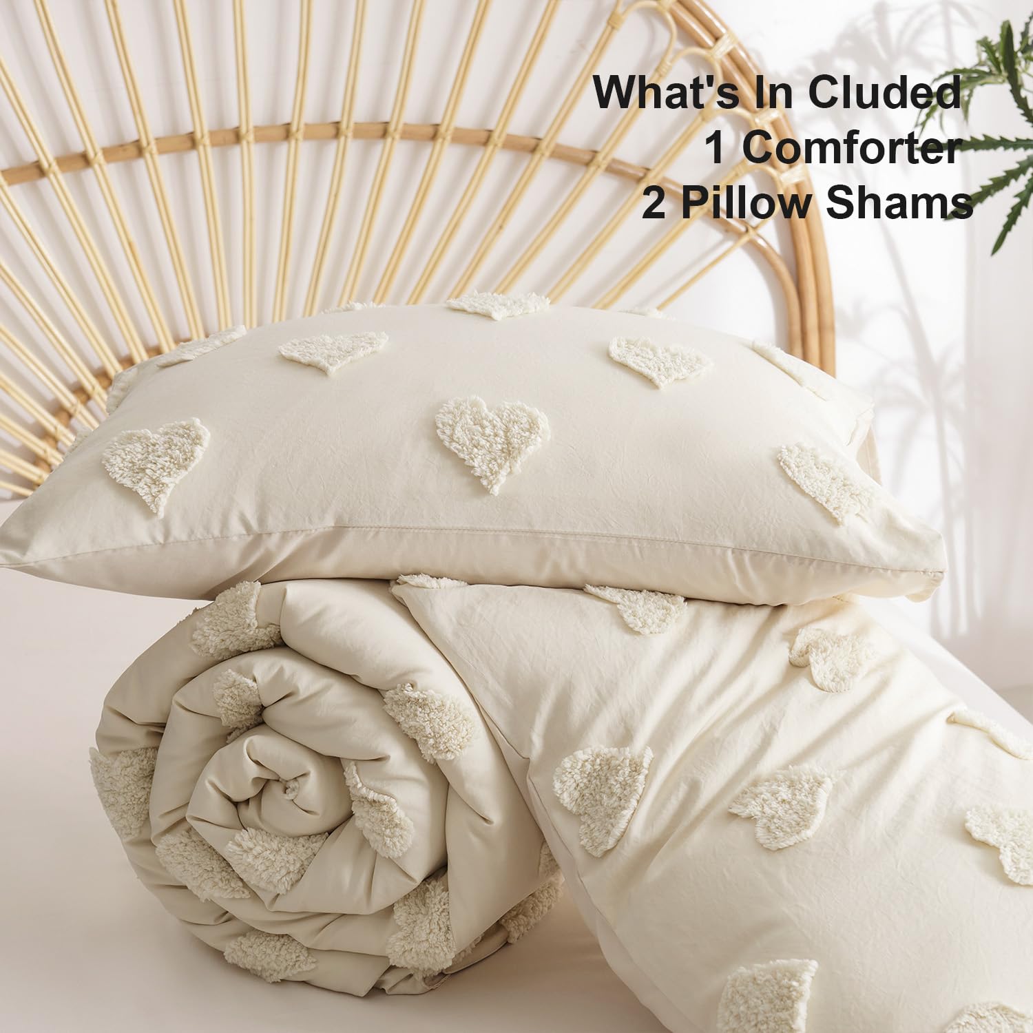 Heart Tufted Quilt Set – Boho-Inspired Design, Soft Microfiber Comfort, Durable Stitching & Easy-Care Bedding