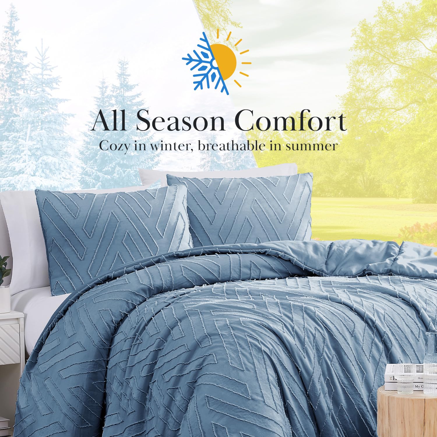 Herringbone Tufted Cut Jacquard Quilt Set – 3D Textured Design, All-Season Down-Alternative Filling & Easy-Care Microfiber Bedding