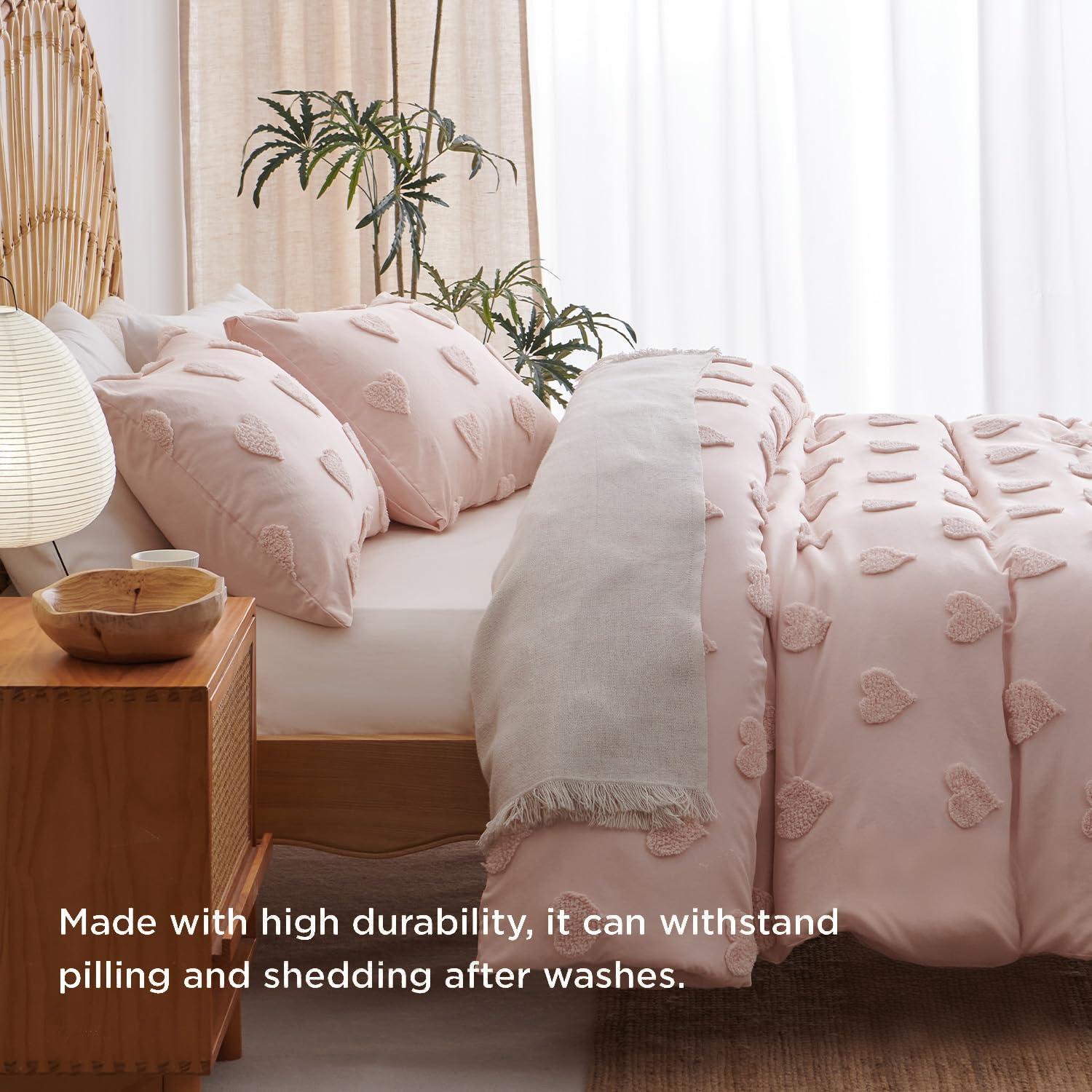 Heart Tufted Quilt Set – Boho-Inspired Design, Soft Microfiber Comfort, Durable Stitching & Easy-Care Bedding