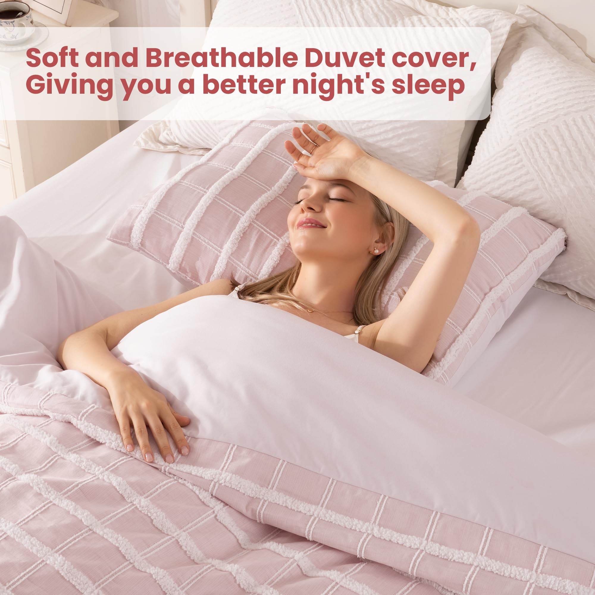 Check Tufted Quilt Set – Soft Microfiber, Boho Textured Design & Easy-Care Durability