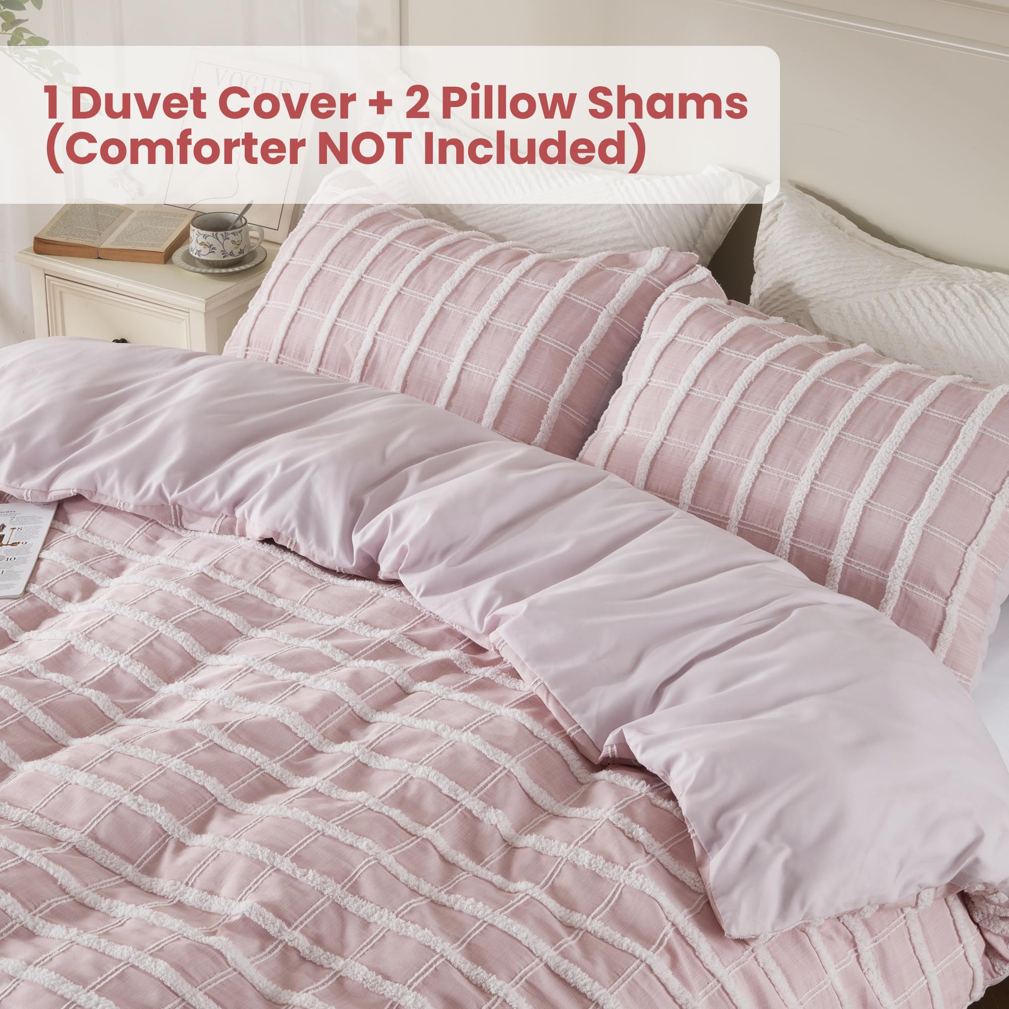 Check Tufted Quilt Set – Soft Microfiber, Boho Textured Design & Easy-Care Durability