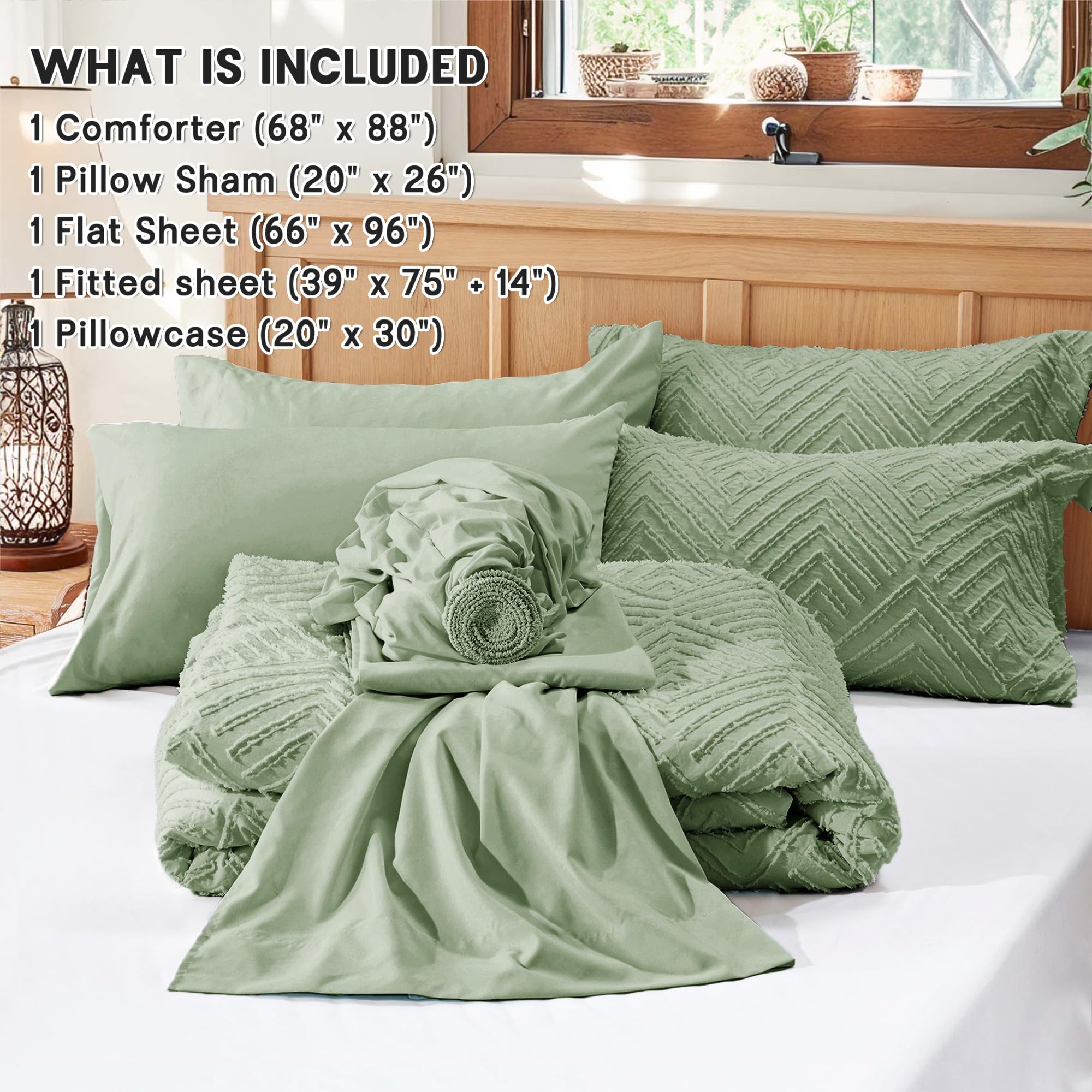 Boho Tufted Quilt Set – Ultra-Soft Microfiber, Minimal Diamond Pattern & Easy-Care All-Season Bedding