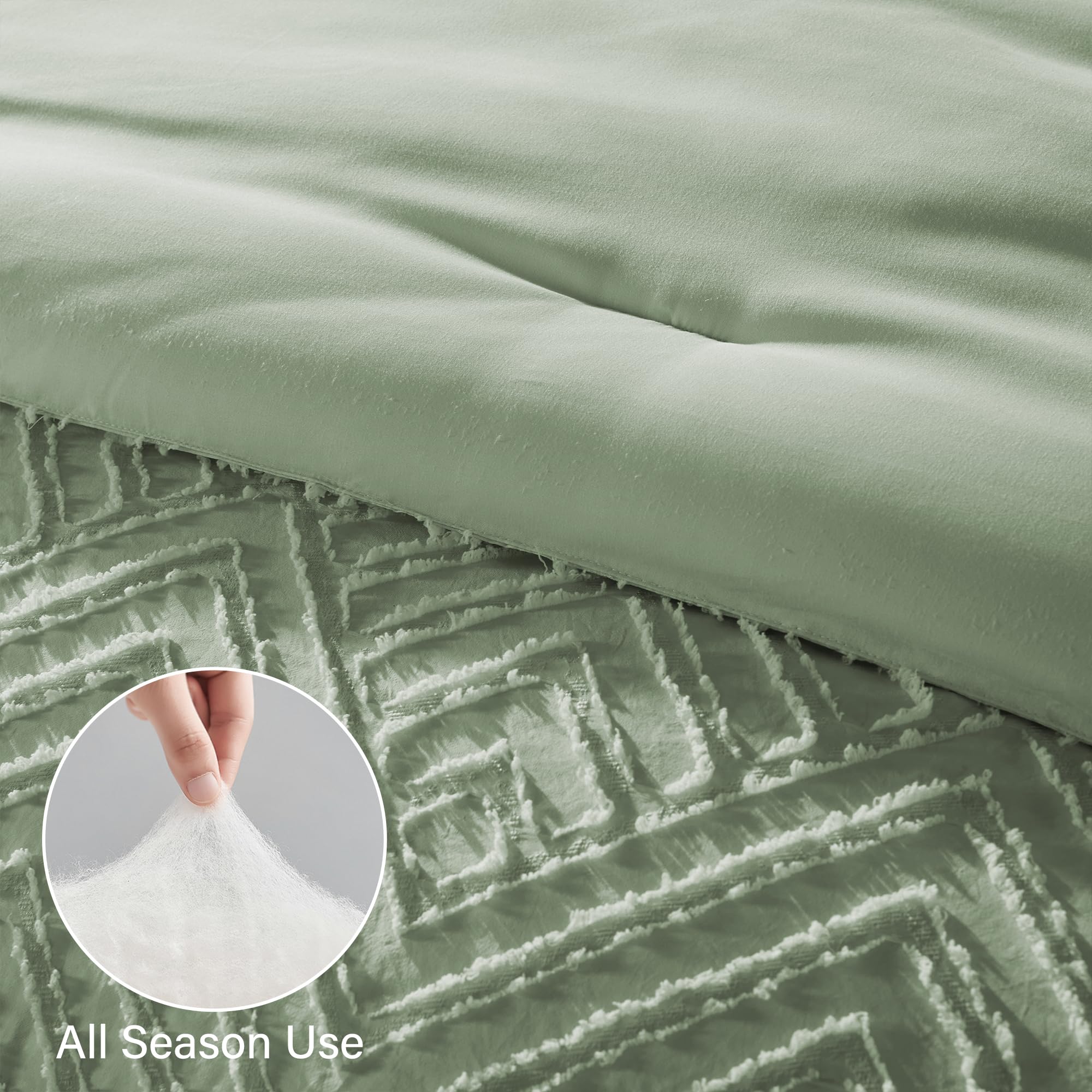 Boho Tufted Quilt Set – Ultra-Soft Microfiber, Minimal Diamond Pattern & Easy-Care All-Season Bedding