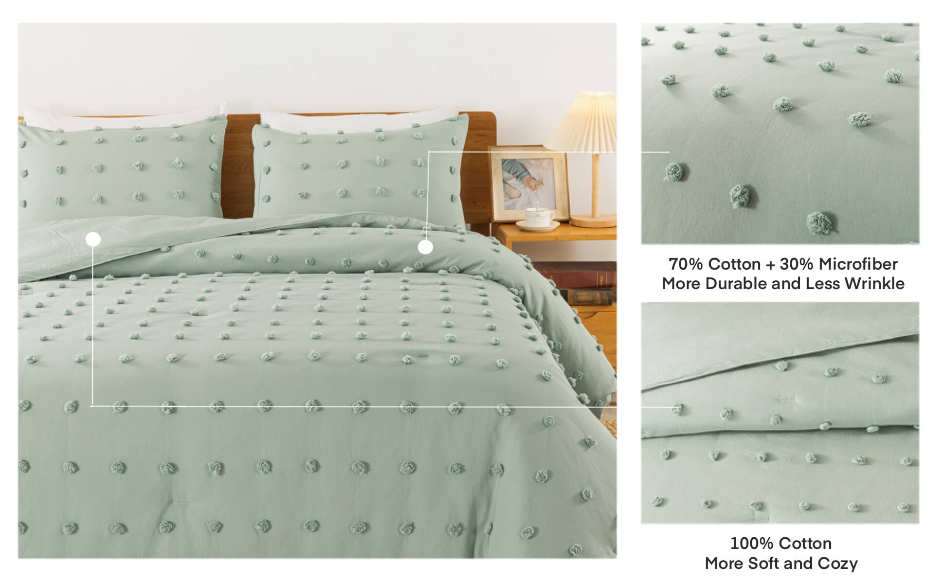Tufted Dot Quilt Set – Minimalist Textured Design, Soft Microfiber Filling, Durable Stitching & Easy-Care Bedding