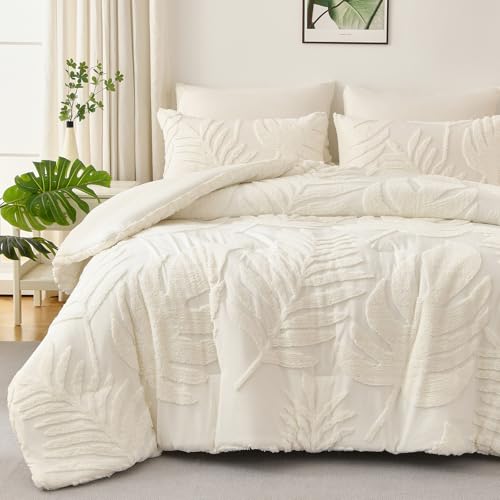 Palm Leaf Tufted Quilt Set – Soft Microfiber Comfort, Tropical Textured Design & Easy-Care Bedding