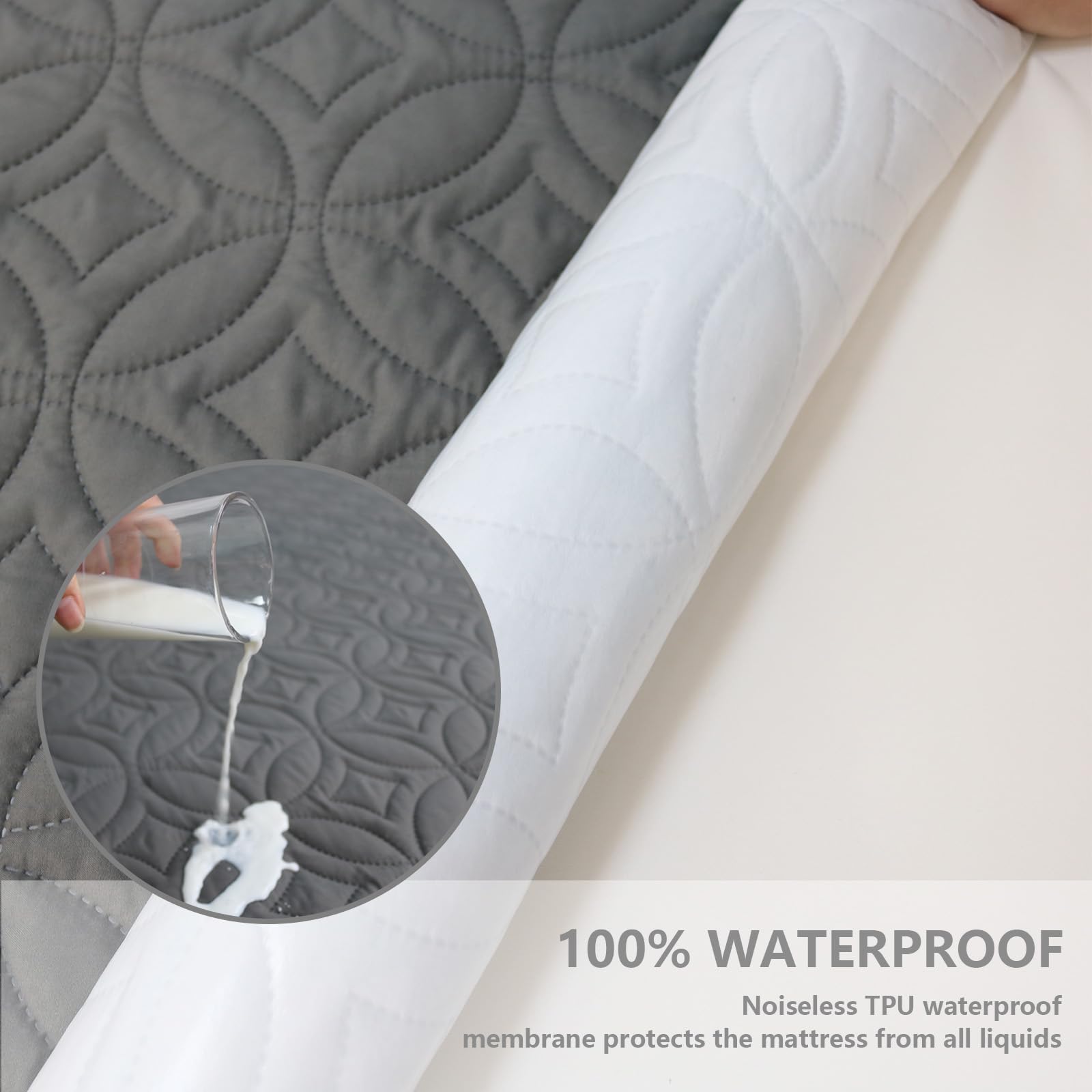 Microfiber Waterproof Mattress Protector with Coin-Pattern Design