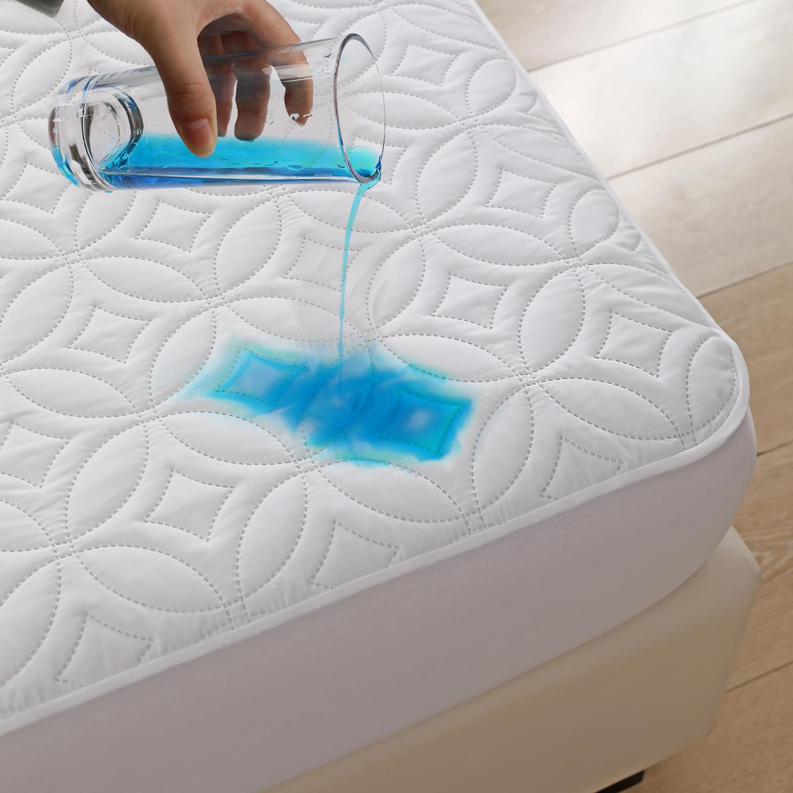 Microfiber Waterproof Mattress Protector with Coin-Pattern Design