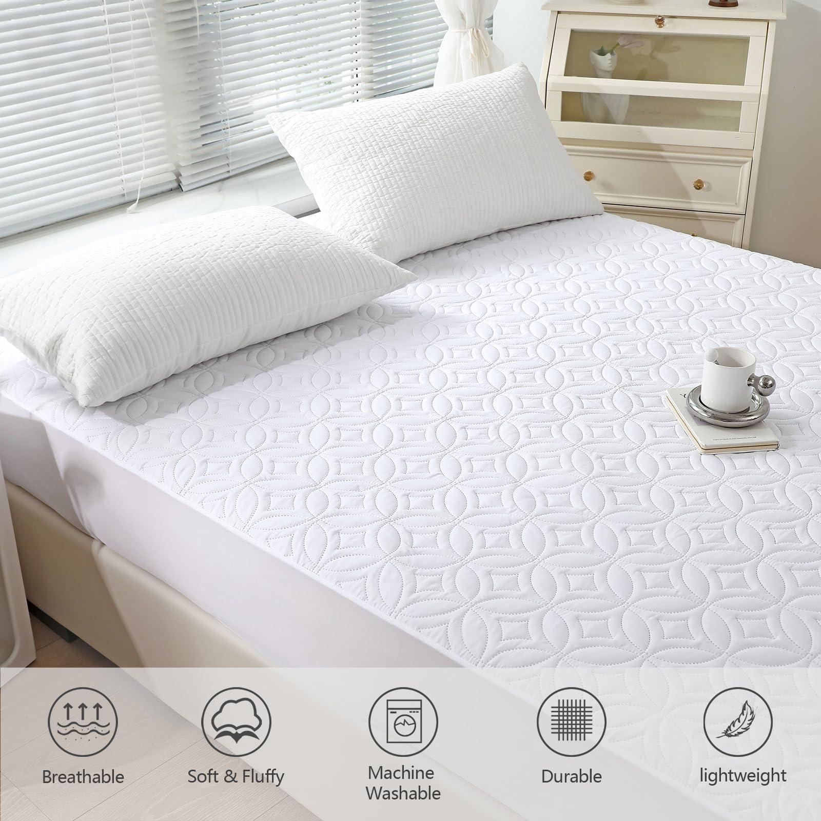 Microfiber Waterproof Mattress Protector with Coin-Pattern Design