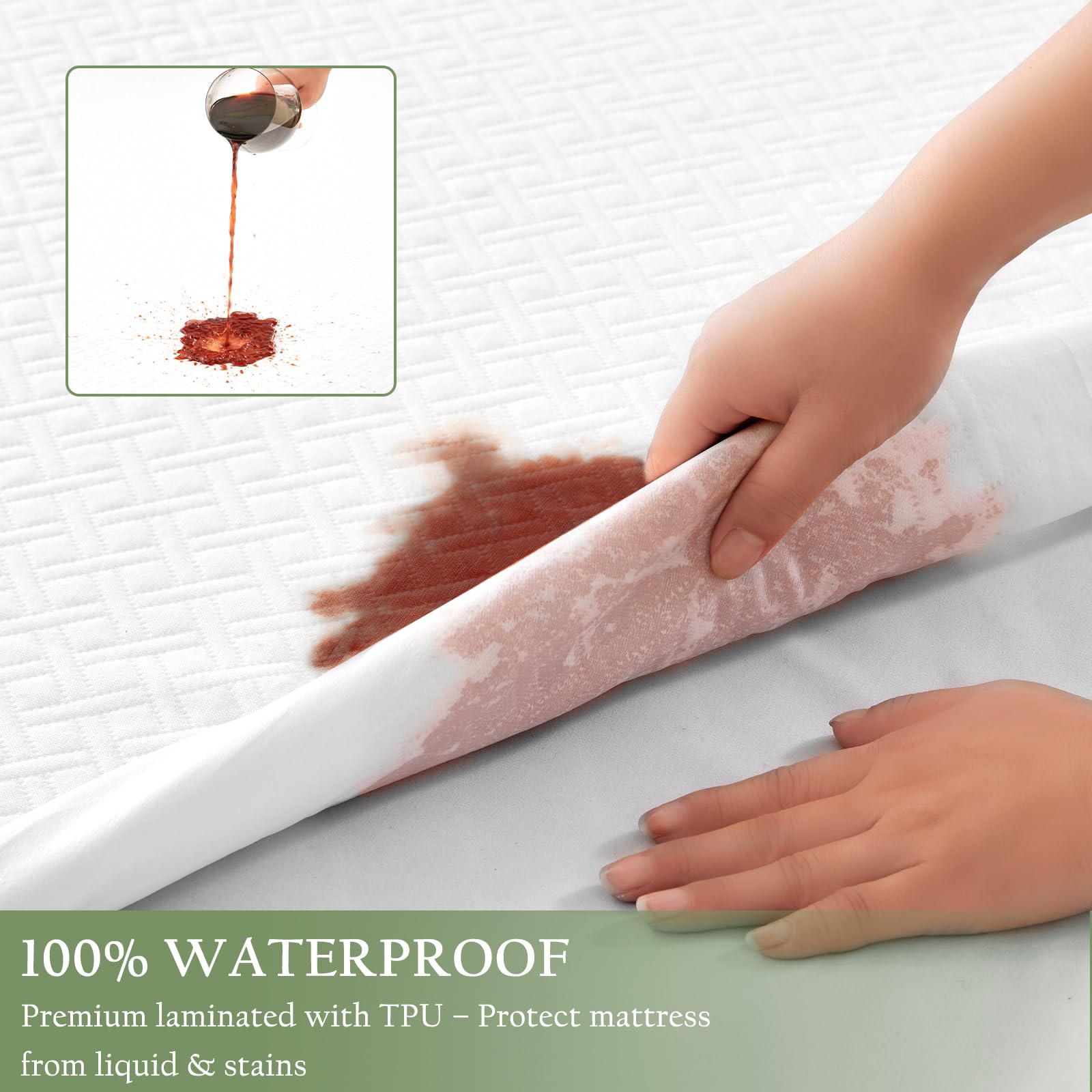 Breathable Bamboo Viscose Waterproof Mattress Protector with Deep Pocket
