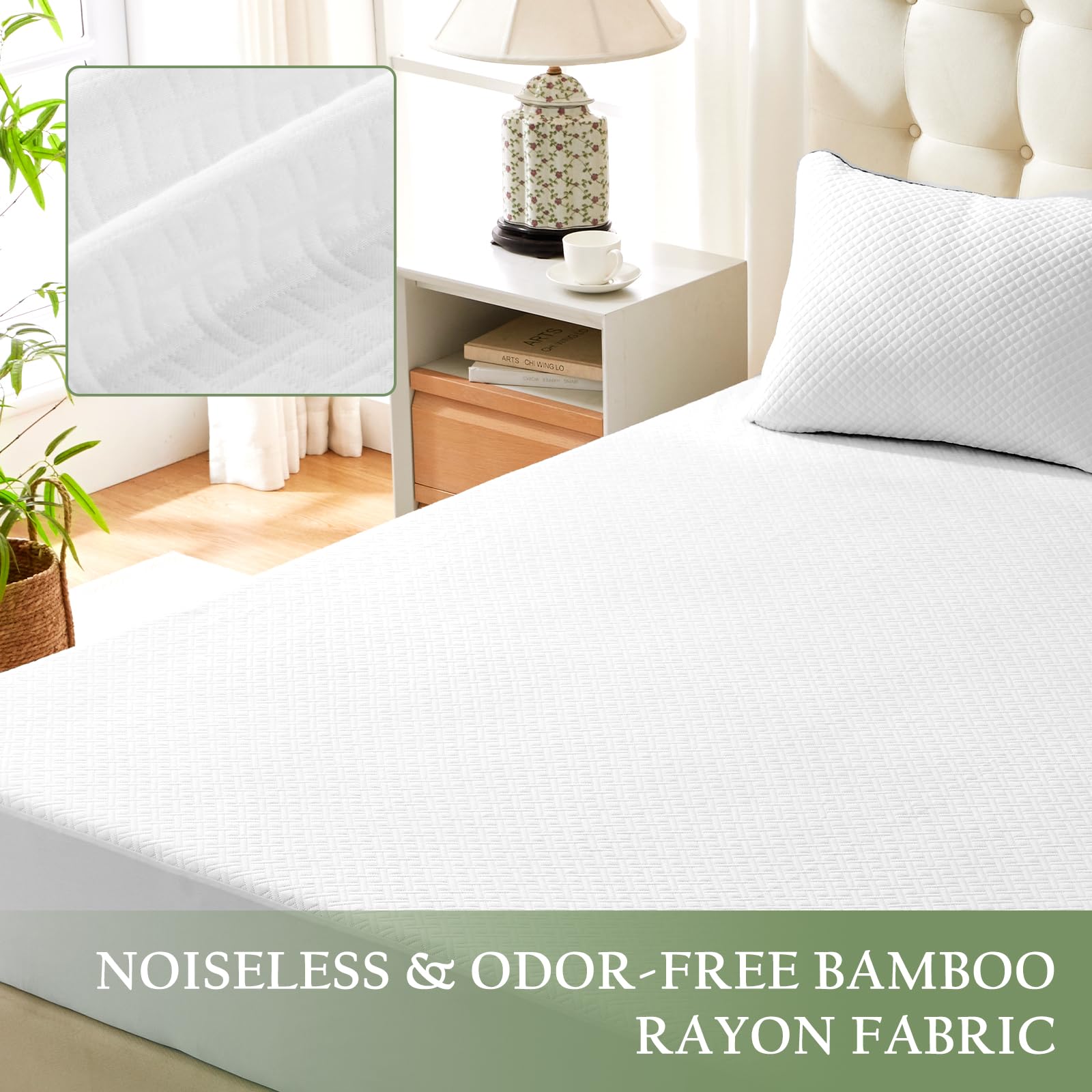 Breathable Bamboo Viscose Waterproof Mattress Protector with Deep Pocket