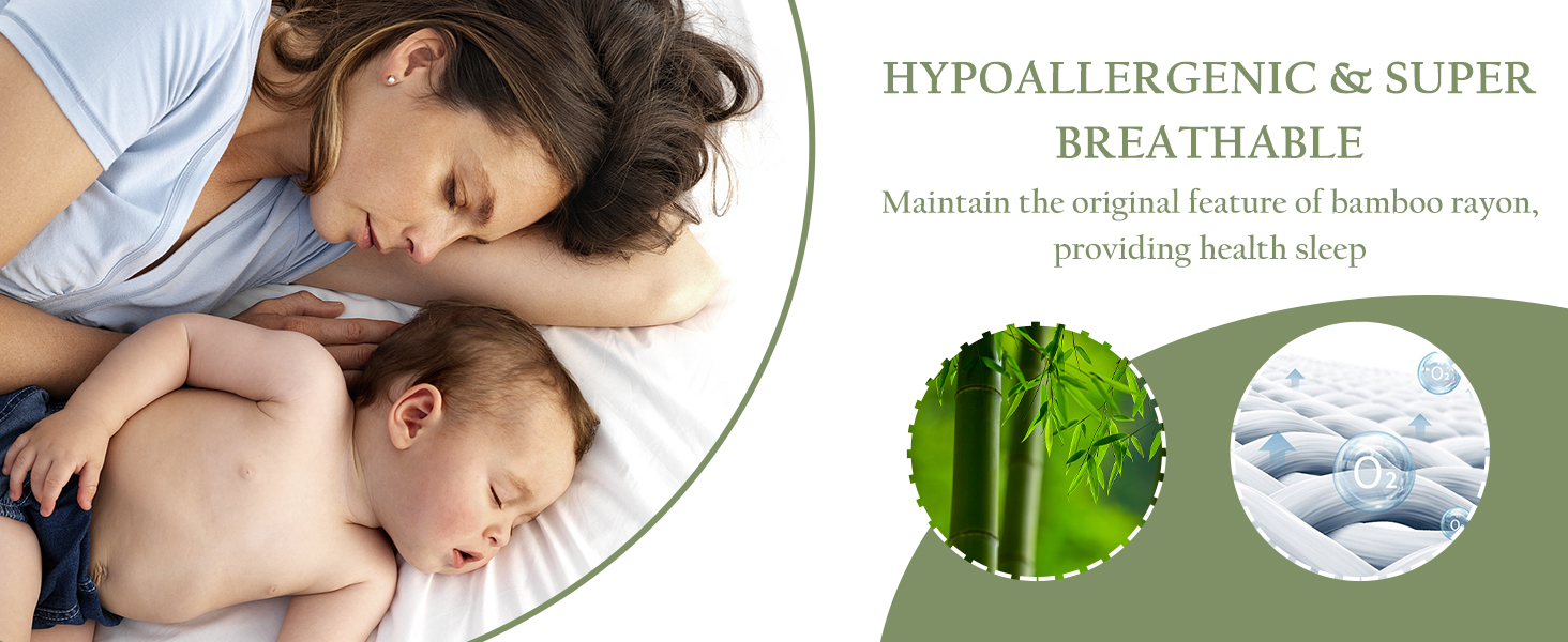 Breathable Bamboo Viscose Waterproof Mattress Protector with Deep Pocket