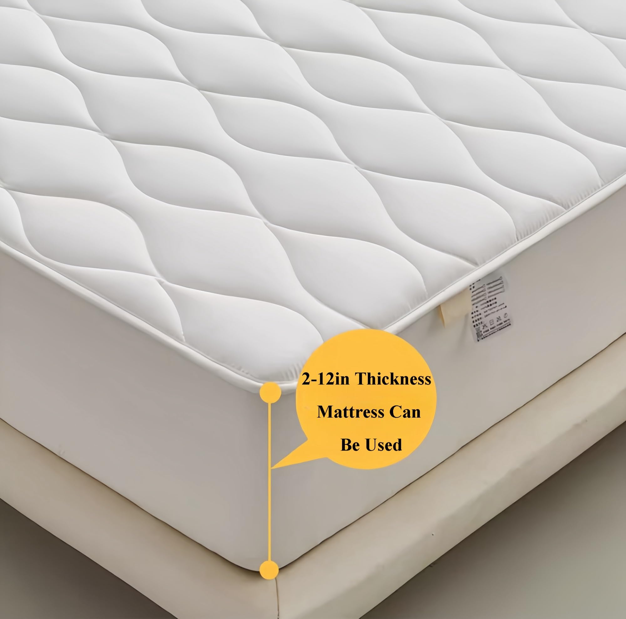 Solid Color Polyester Waterproof Fitted Mattress Protector with Deep Pocket Design