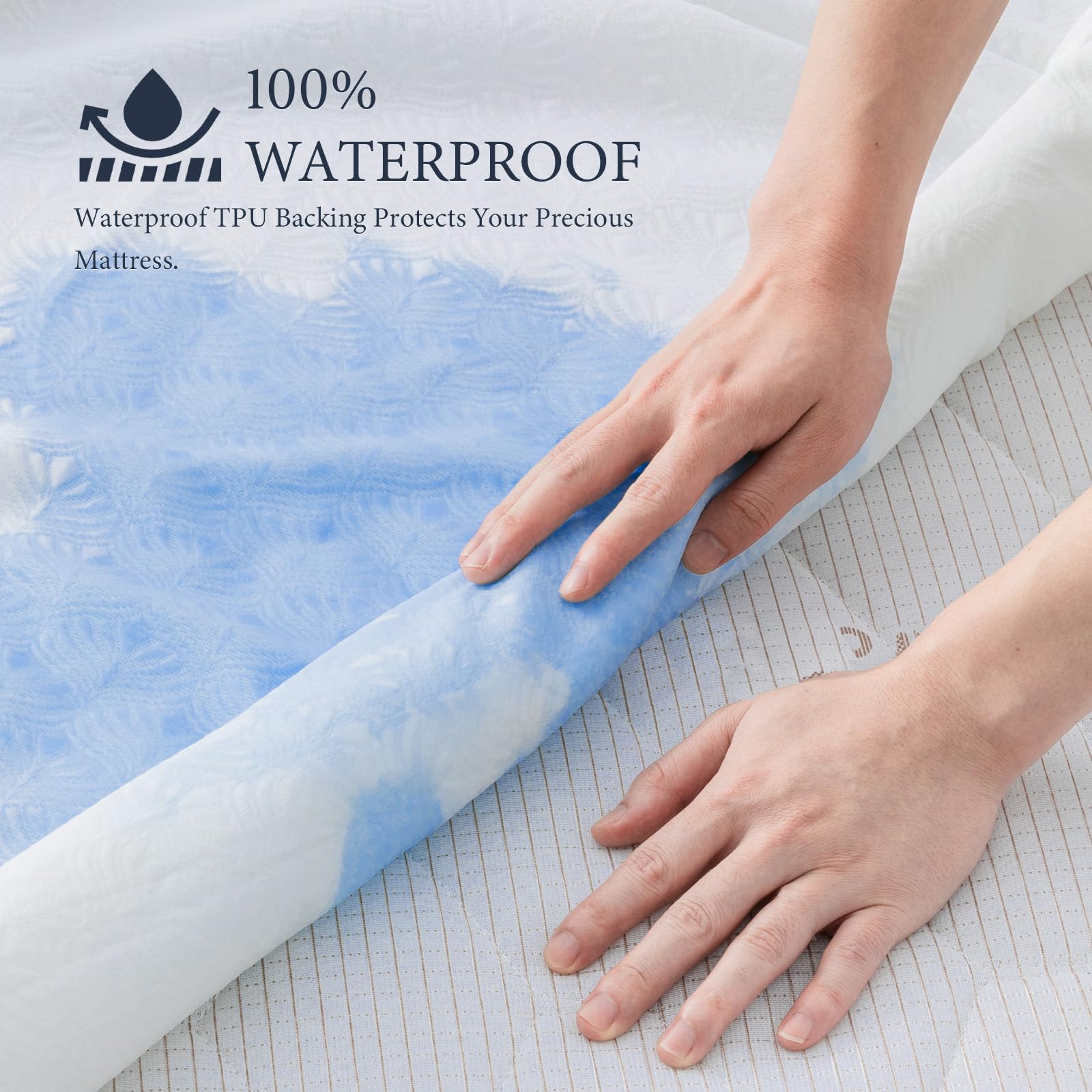 Cooling Breathable Waterproof Fitted Mattress Protector – Deep Pocket, TPU Backing, Soft & Durable