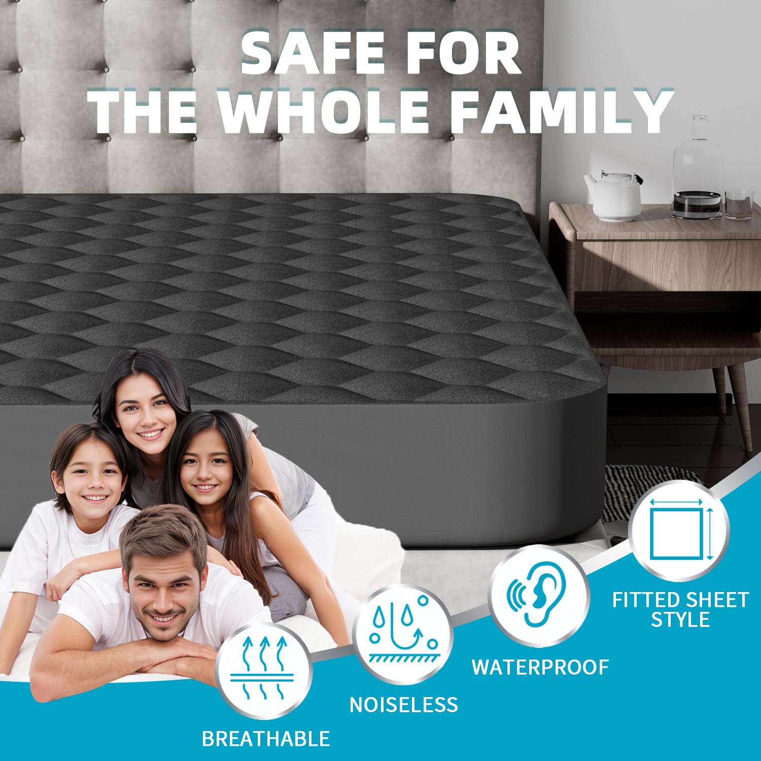 Premium Microfiber Noise-Free Waterproof Mattress Protector with Deep Pocket
