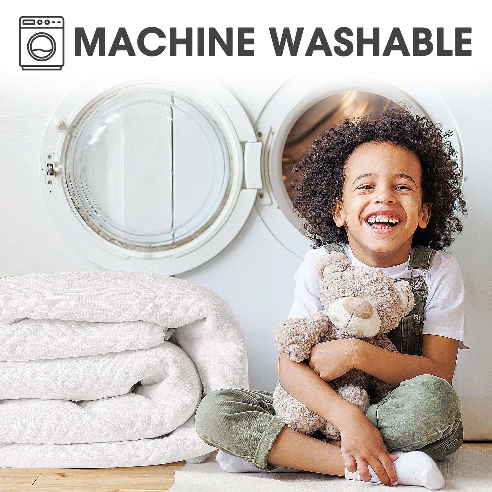 Cooling Bamboo Viscose Waterproof Fitted Mattress Protector with 3D Air Layer & Deep Pocket