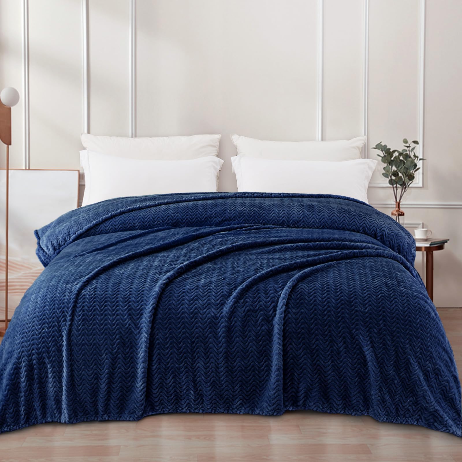 Wavy Textured Flannel Fleece Throw Blanket