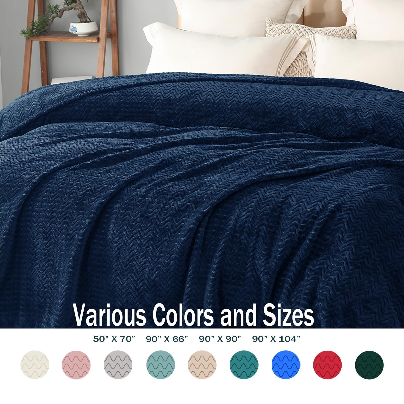 Wavy Textured Flannel Fleece Throw Blanket