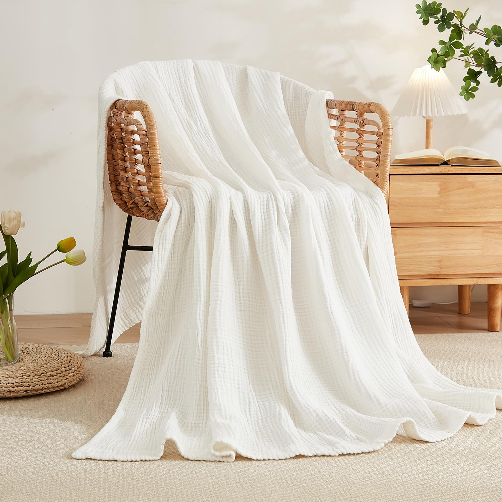 100% Cotton Gauze Blanket – 4-Layer Muslin Throw