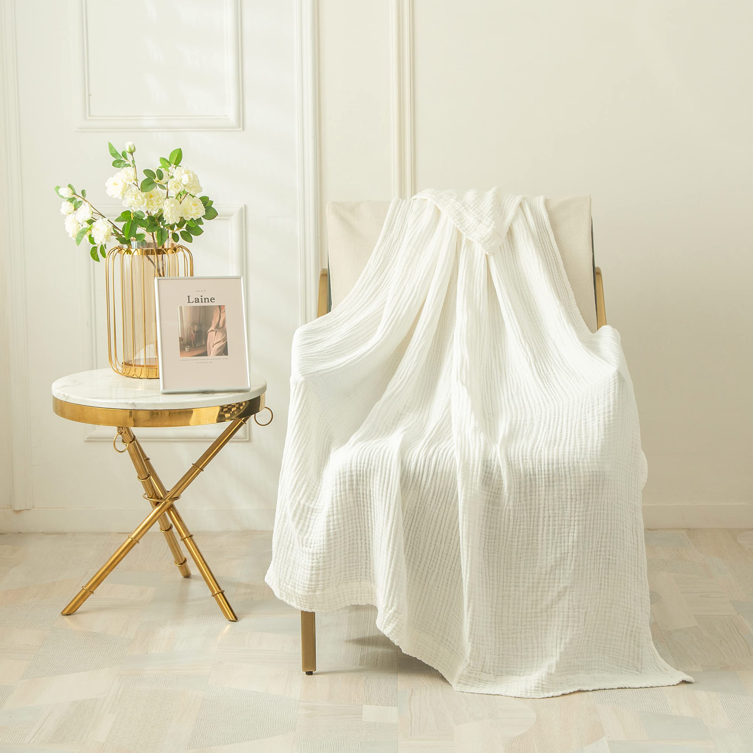 100% Cotton Gauze Blanket – 4-Layer Muslin Throw