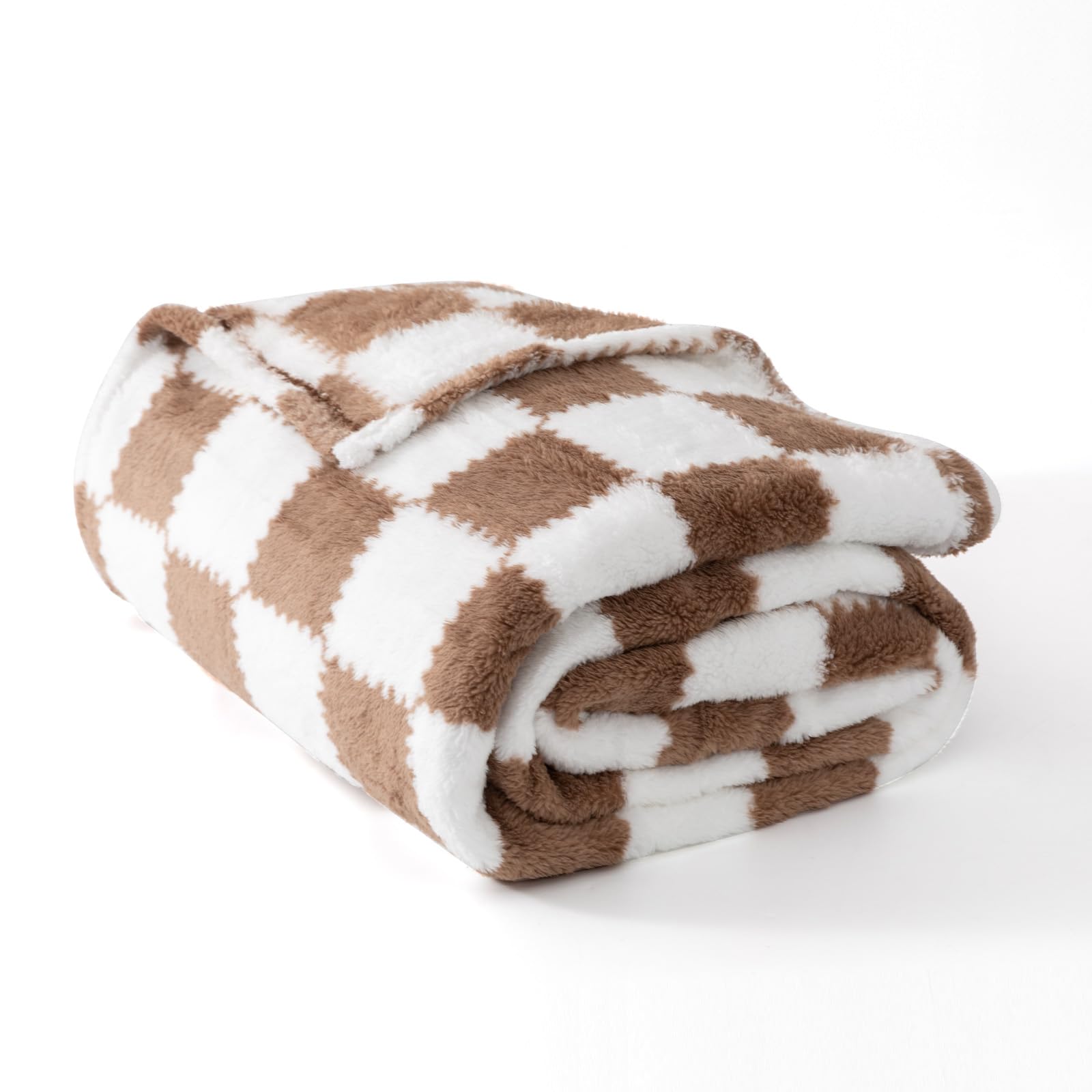 Plaid Flannel Fleece Throw Blanket with Long-Pile Jacquard Texture