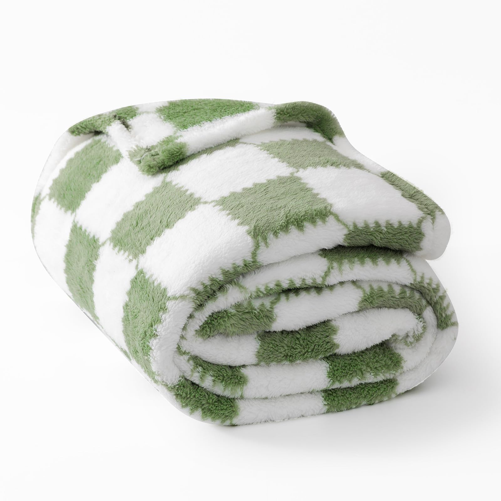 Plaid Flannel Fleece Throw Blanket with Long-Pile Jacquard Texture
