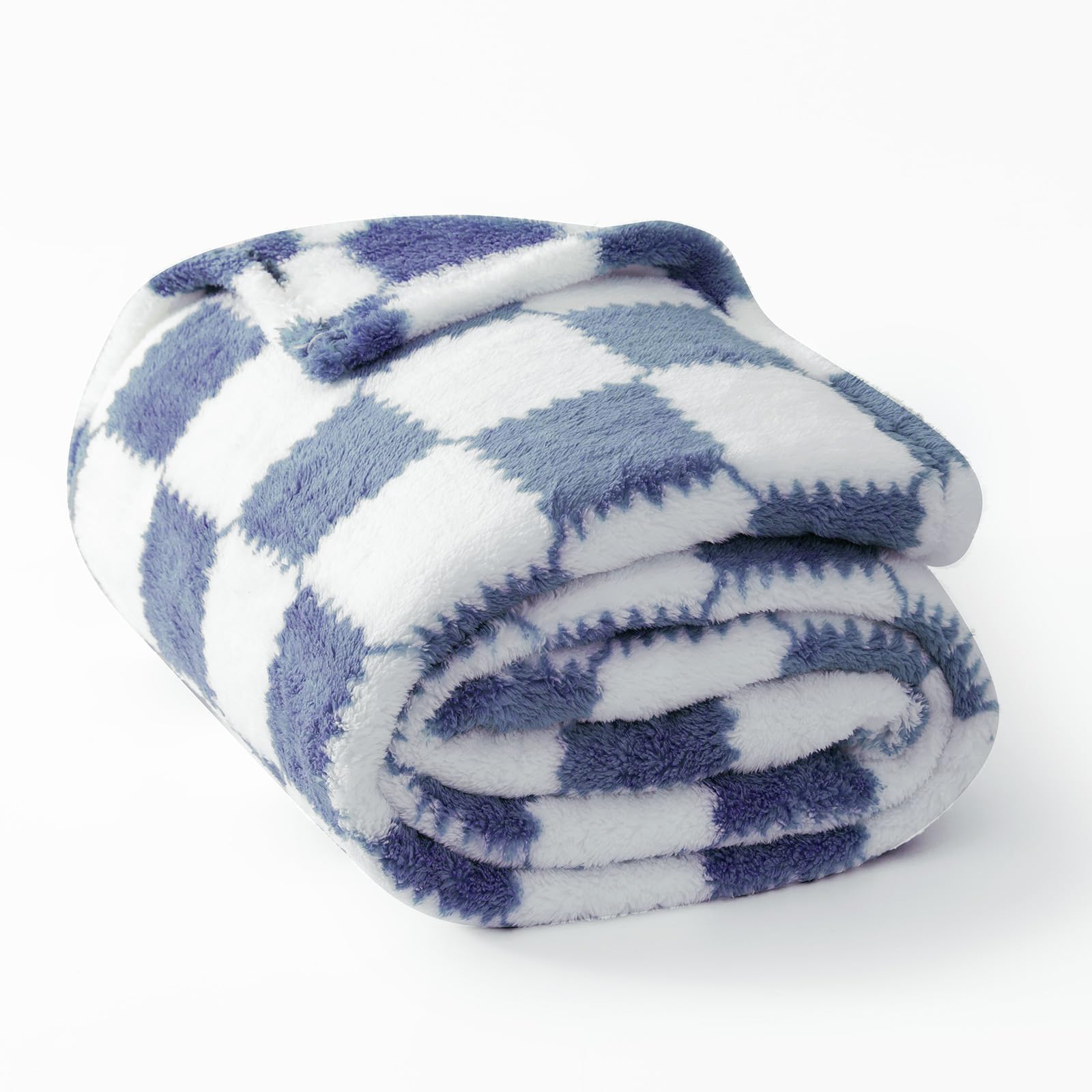 Plaid Flannel Fleece Throw Blanket with Long-Pile Jacquard Texture