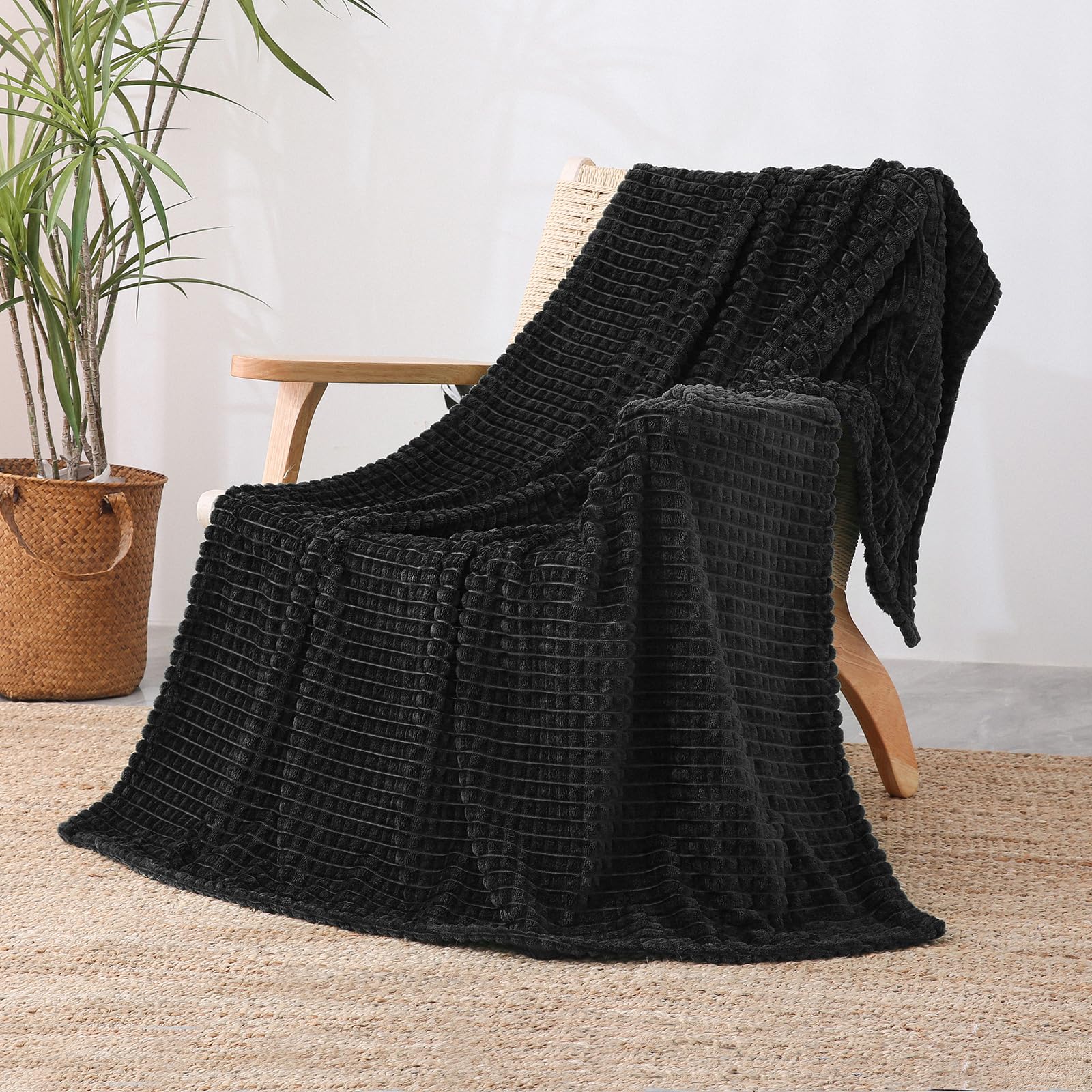 3D Square Jacquard Flannel Fleece Throw Blanket