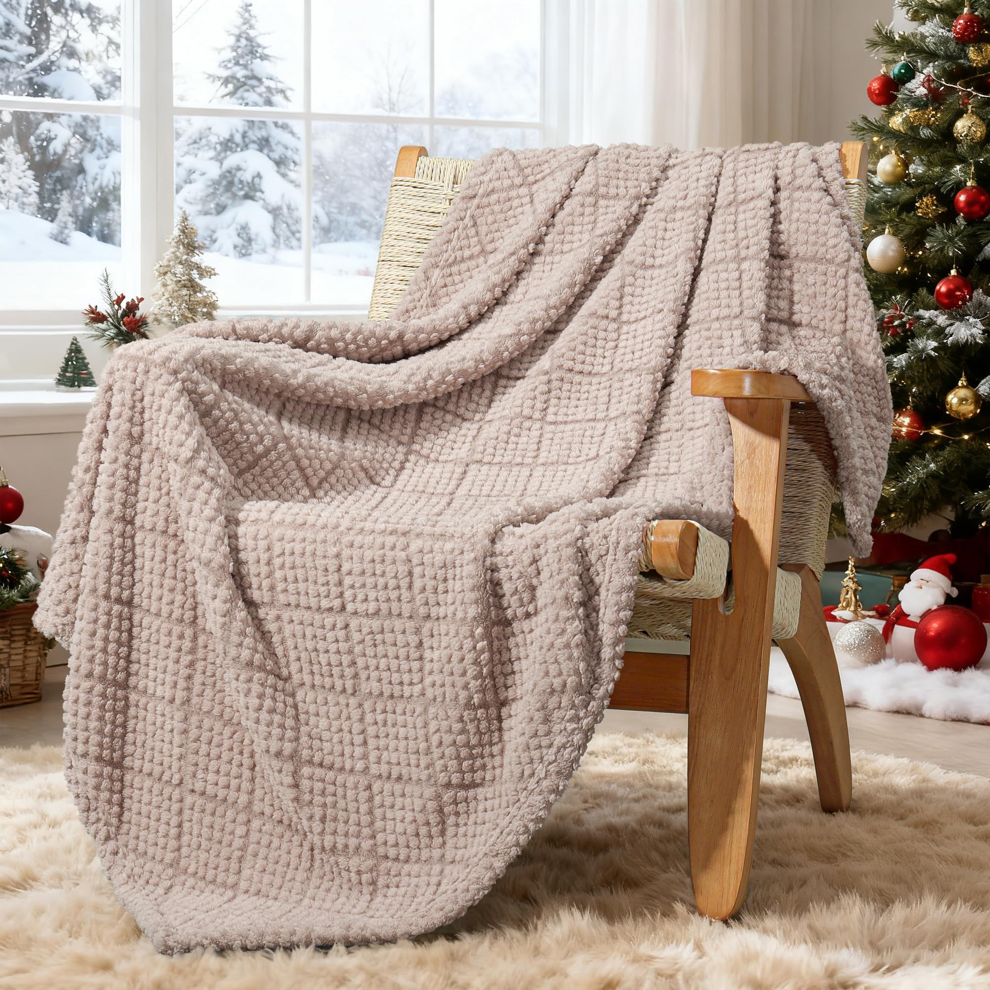 Soft and Fluffy Dot-Texture Fleece Throw Blanket