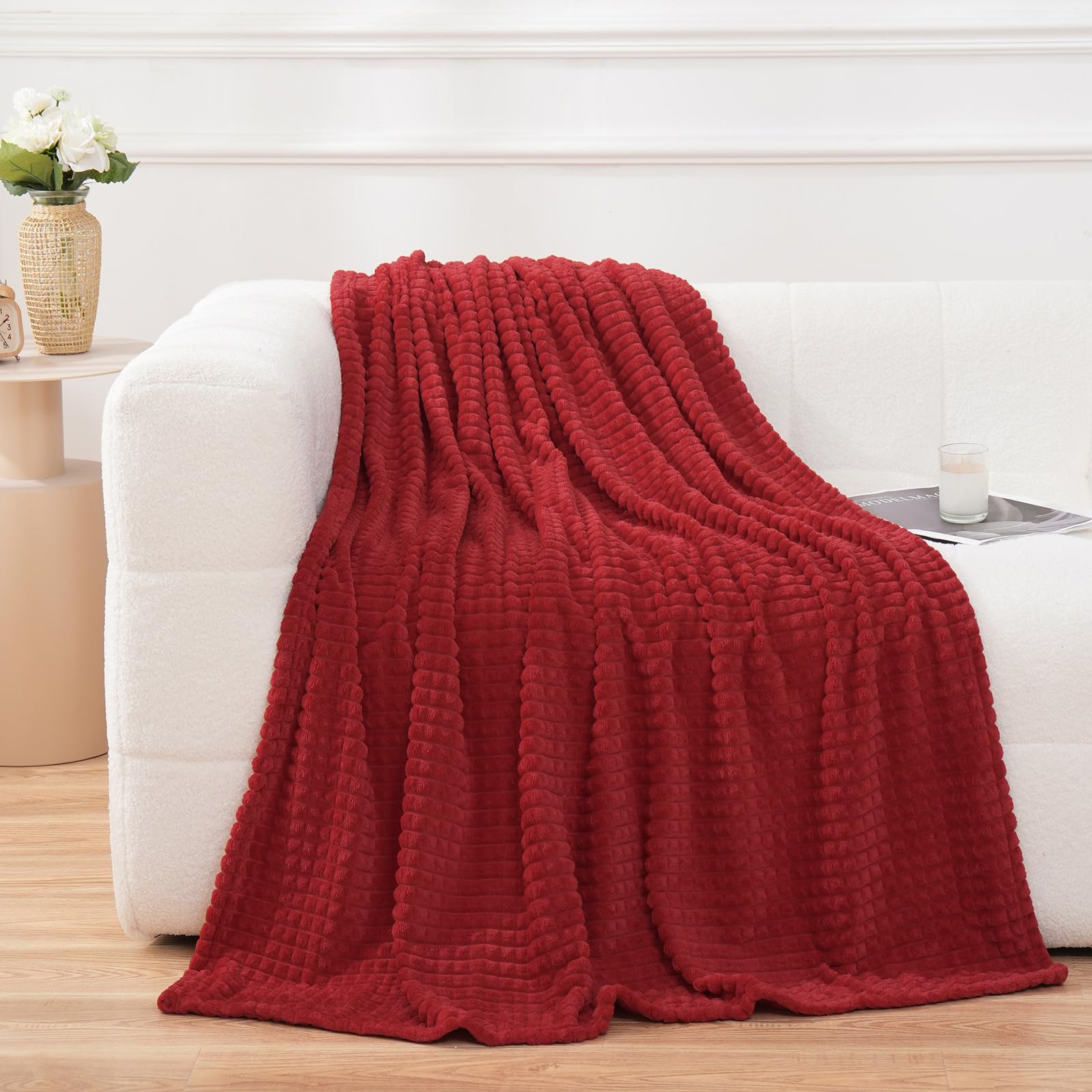 3D Square Jacquard Flannel Fleece Throw Blanket
