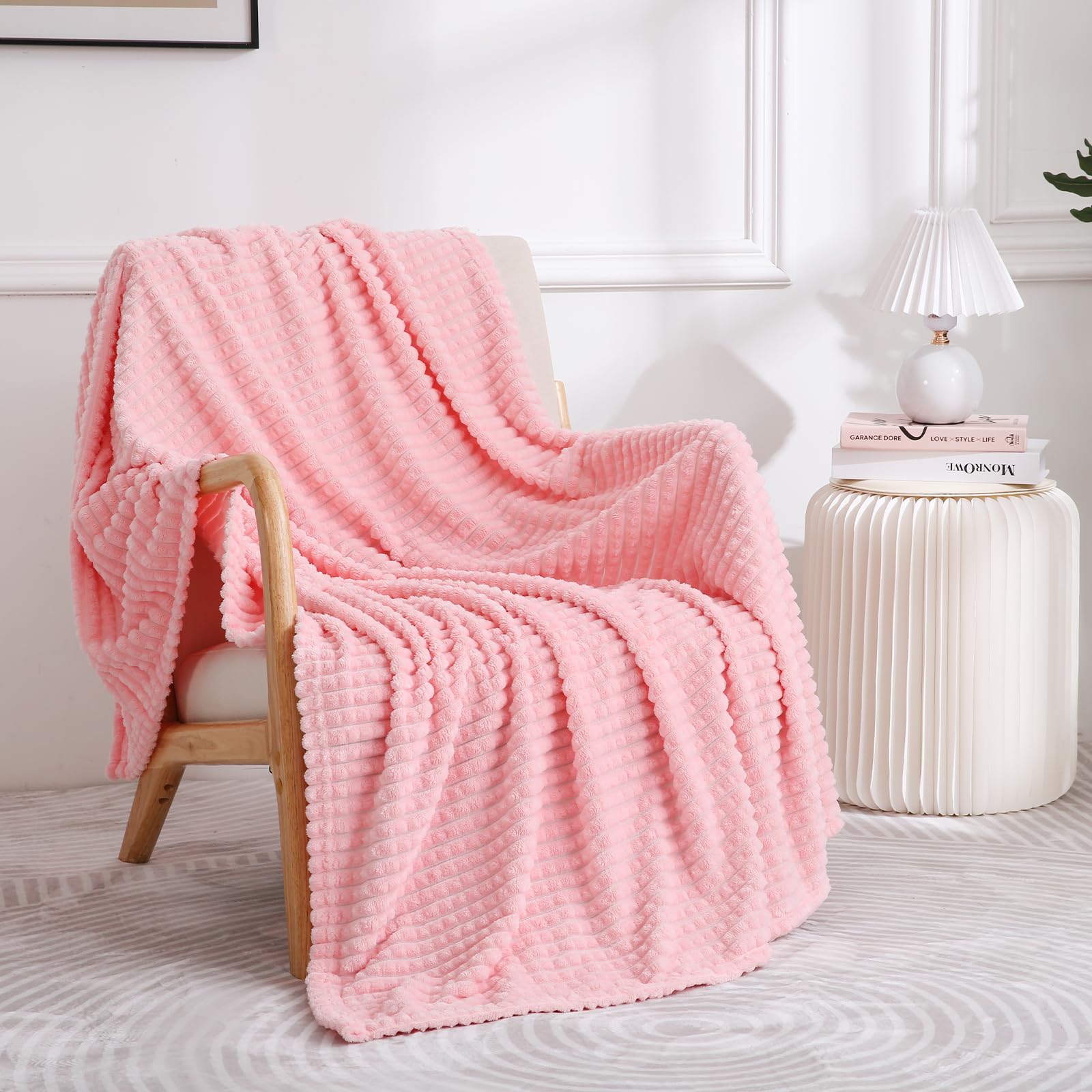 3D Square Jacquard Flannel Fleece Throw Blanket