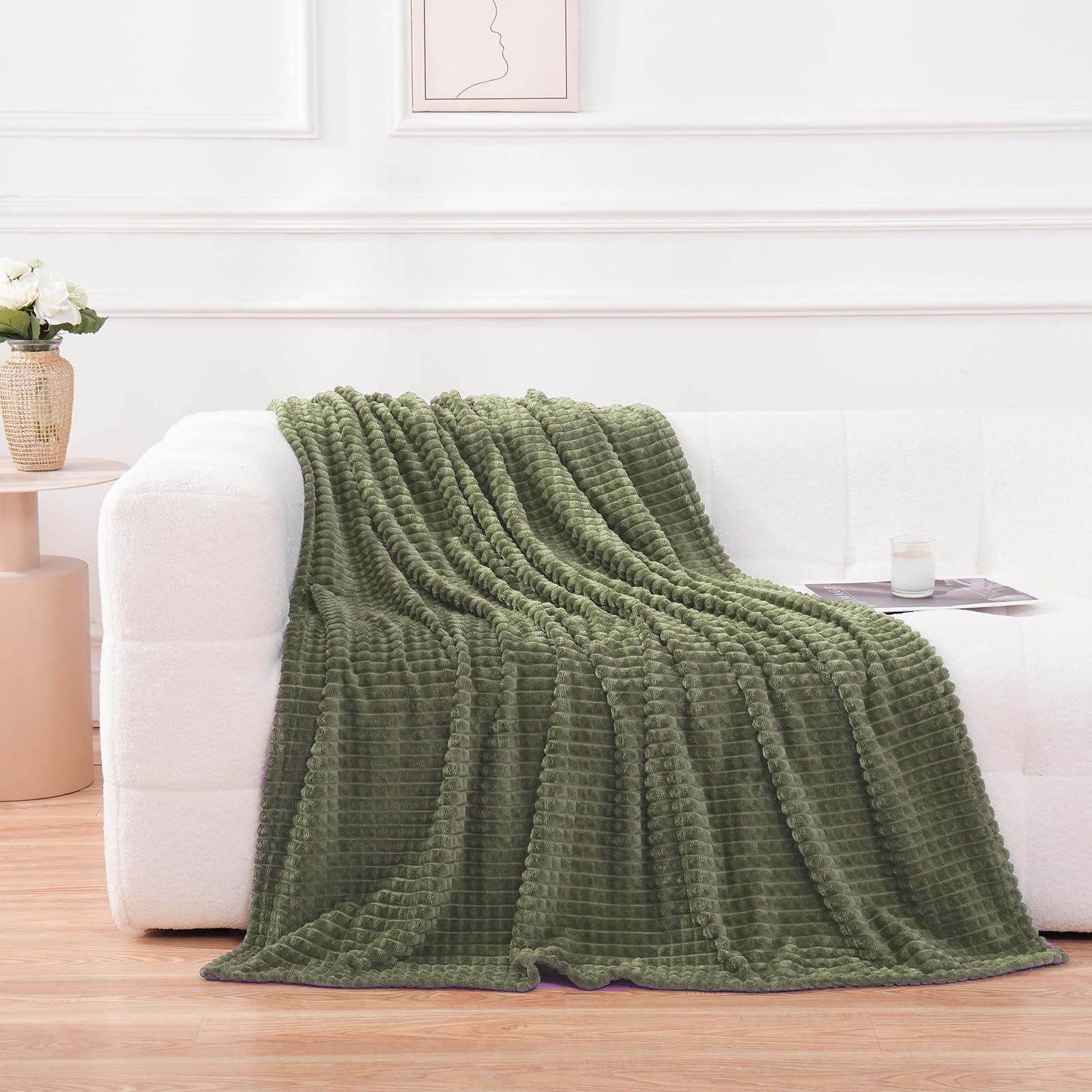 3D Square Jacquard Flannel Fleece Throw Blanket