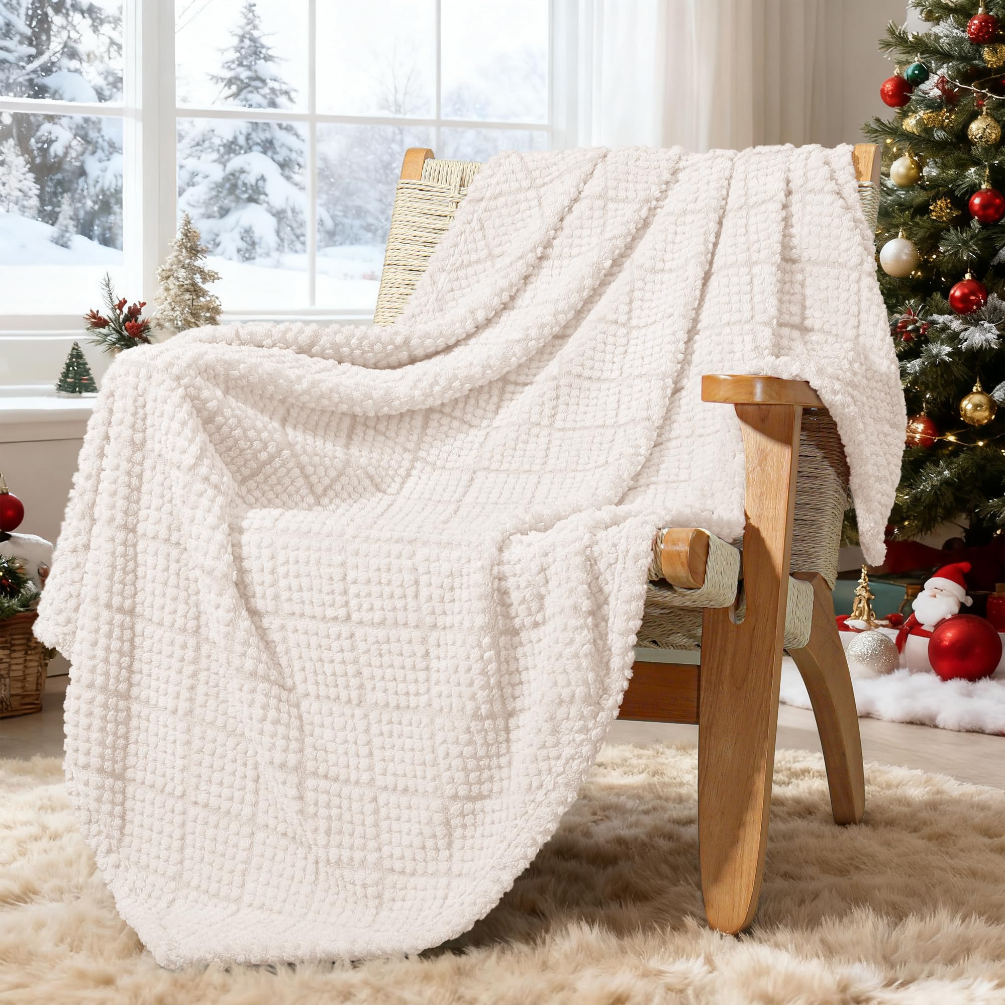 Soft and Fluffy Dot-Texture Fleece Throw Blanket