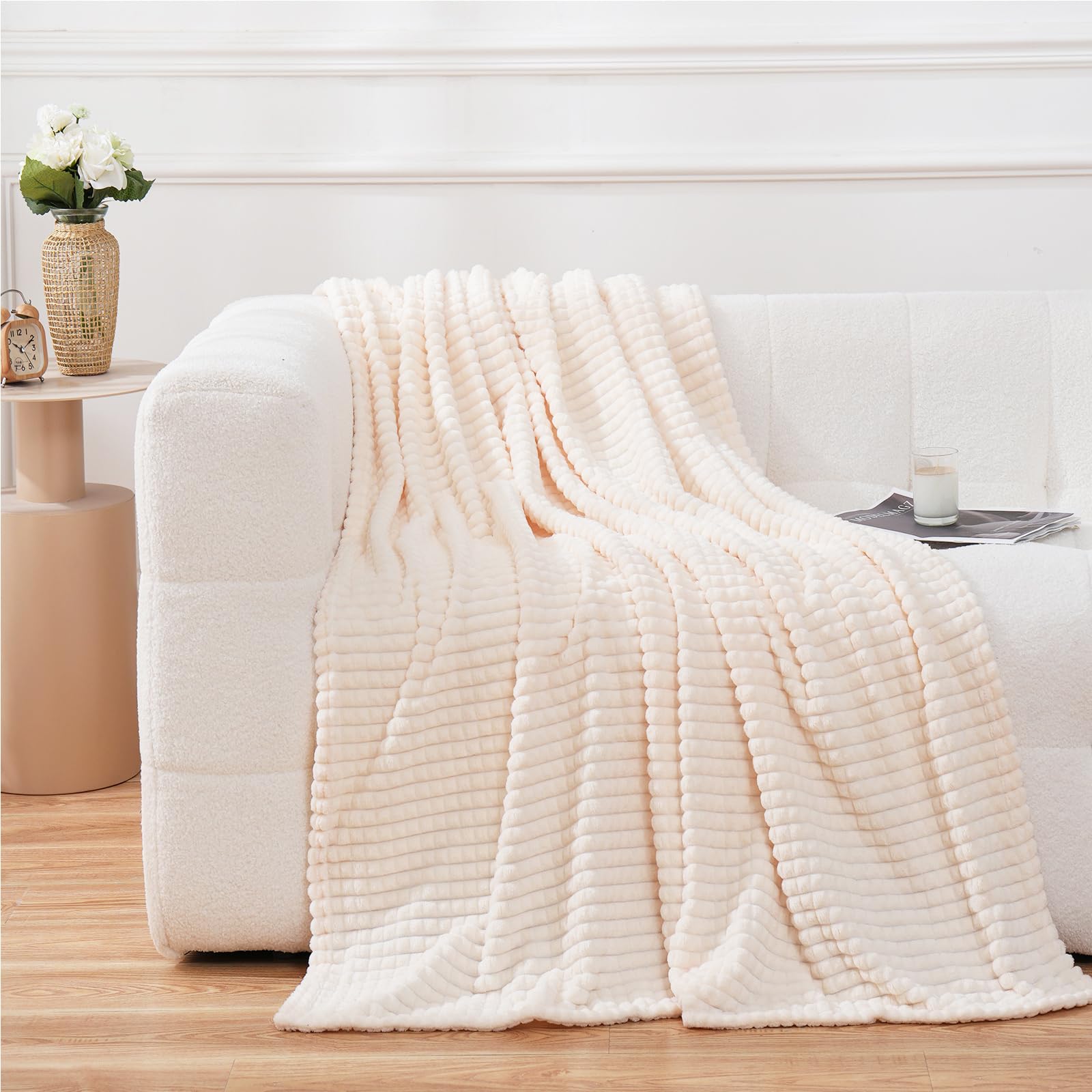 3D Square Jacquard Flannel Fleece Throw Blanket