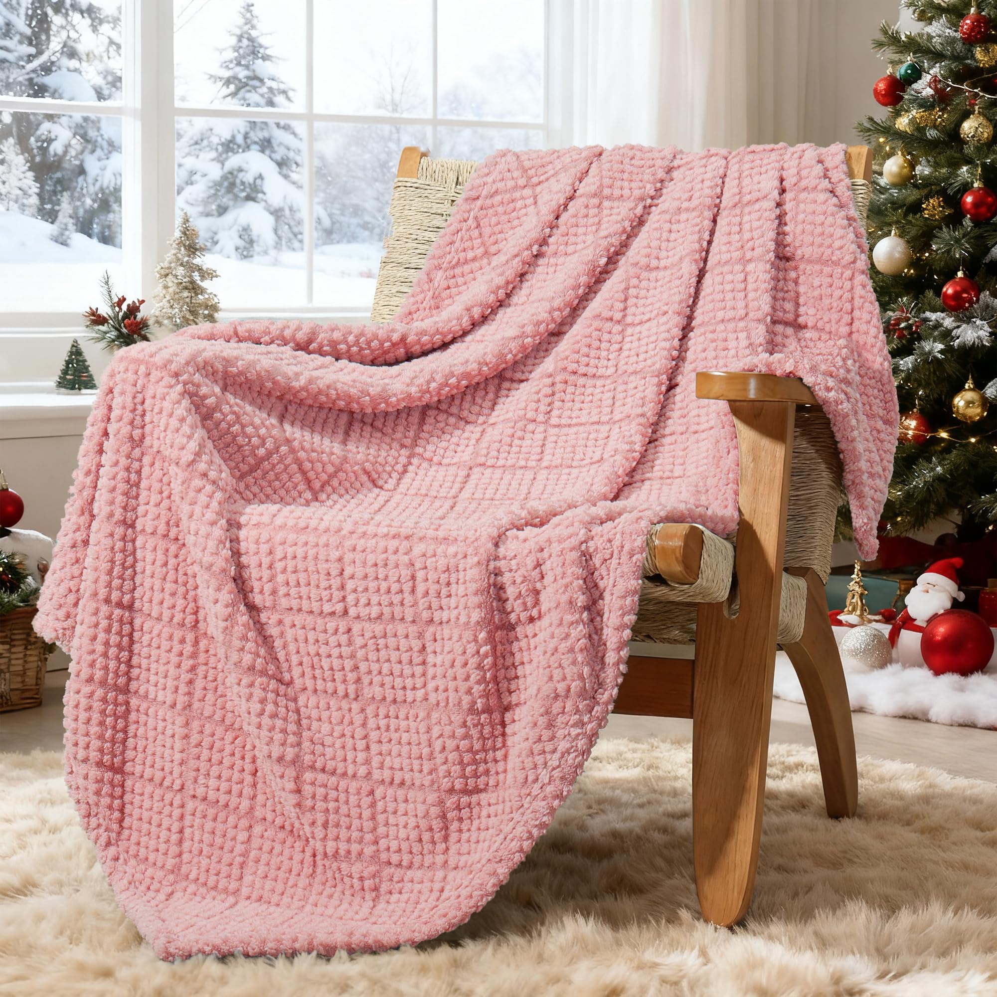 Soft and Fluffy Dot-Texture Fleece Throw Blanket
