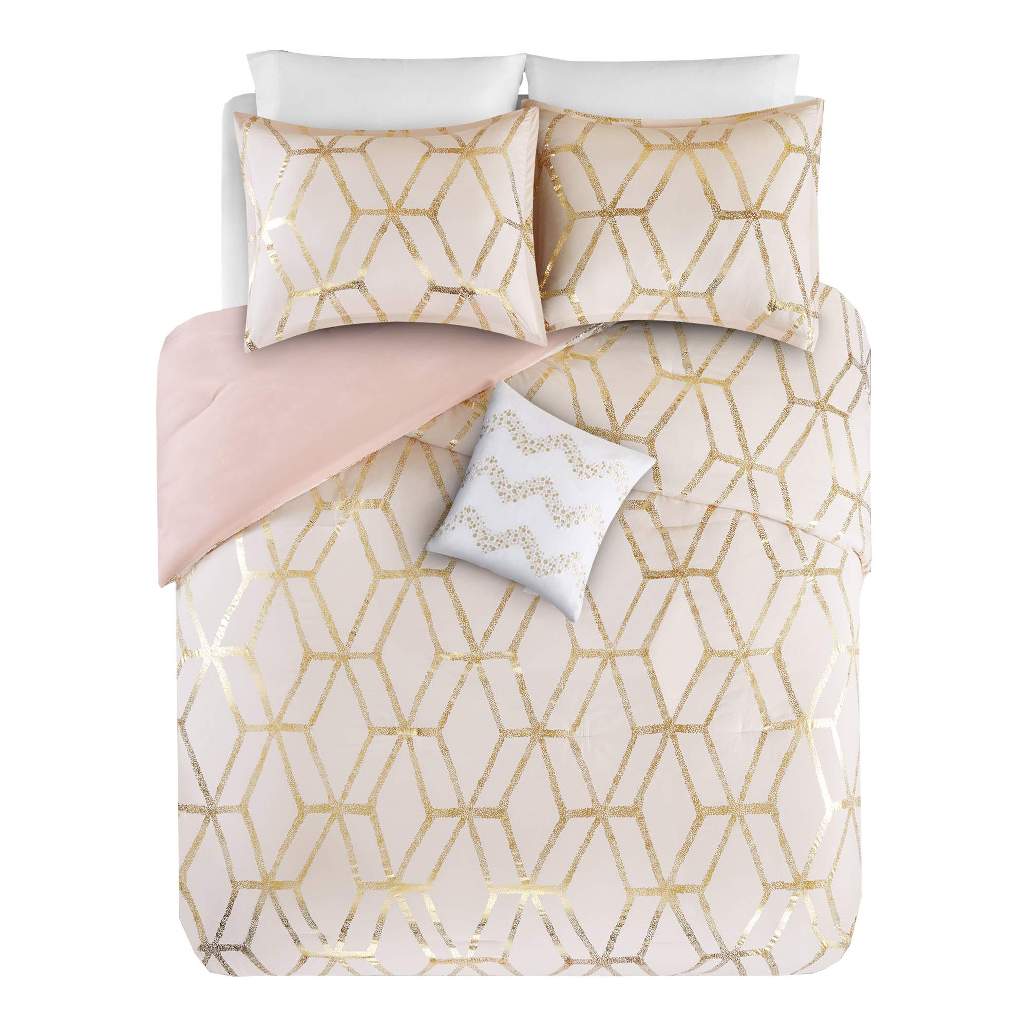 Modern Geometric Gold Metallic Print Quilt – Soft, Lightweight, and Stylish
