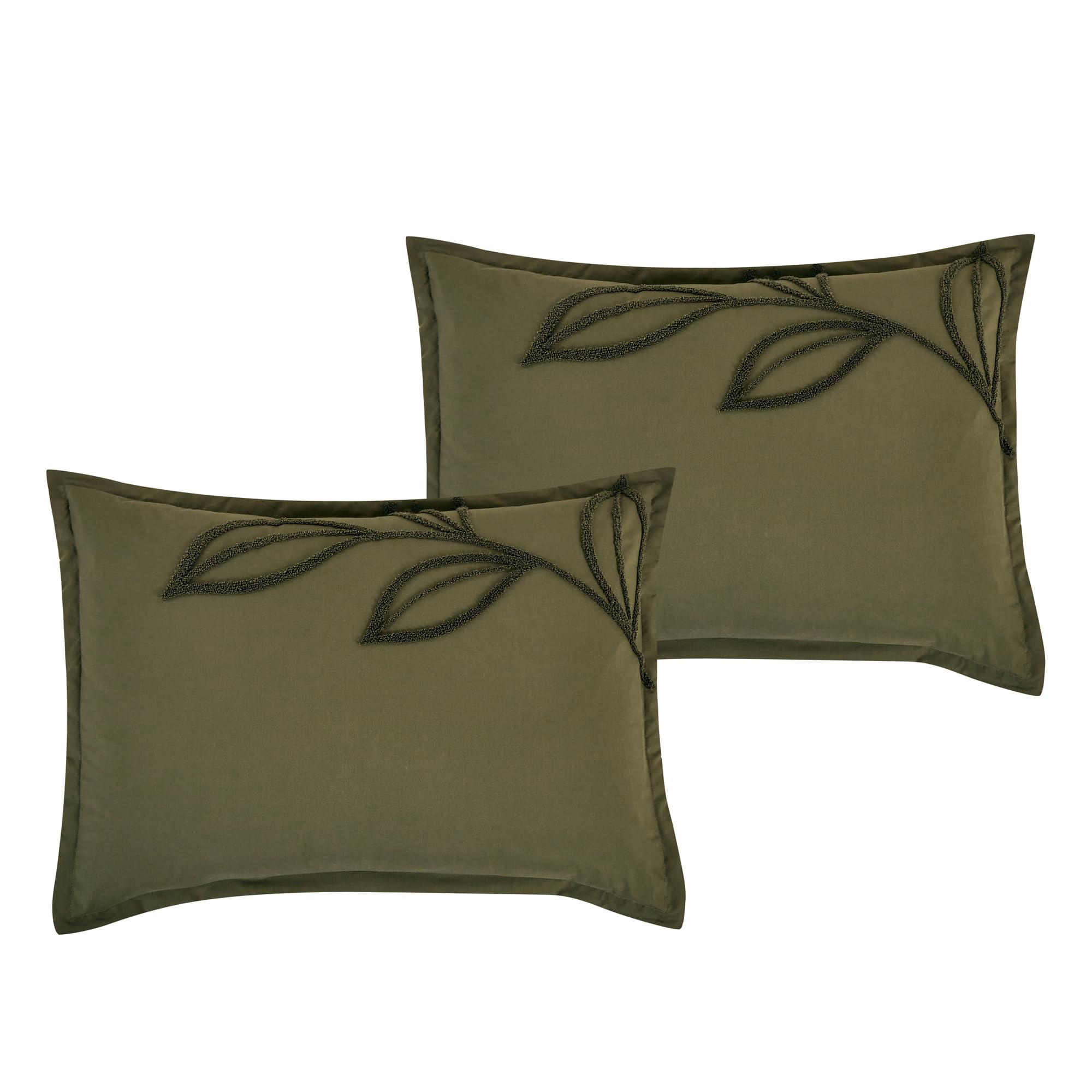 Premium Cotton Chenille Leaf Embroidered Quilt Set – Olive Green, Soft, and Year-Round Comfort