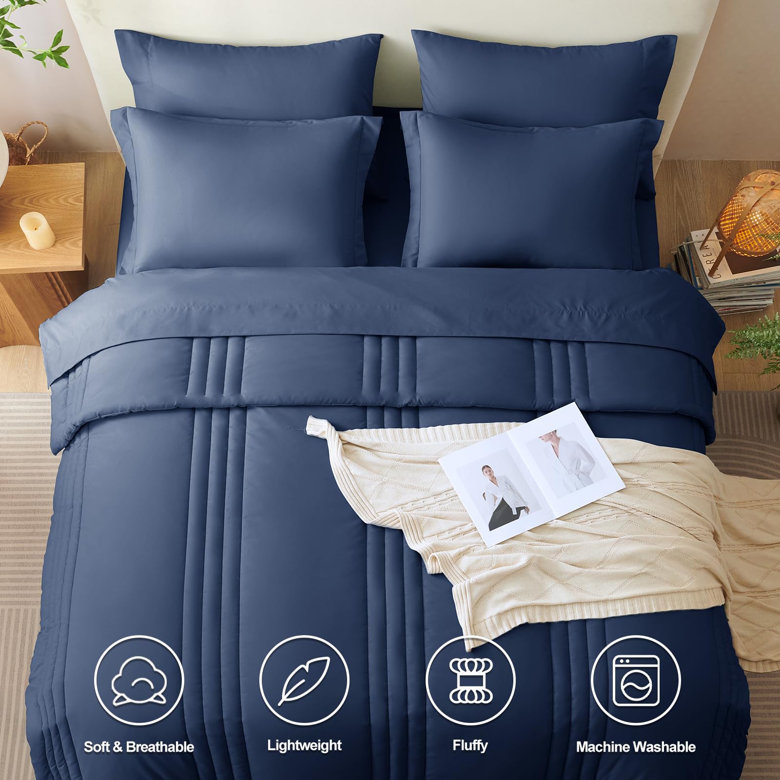 Brushed Microfiber Striped Quilt Set – Soft, Breathable, and All-Season Comforter Set