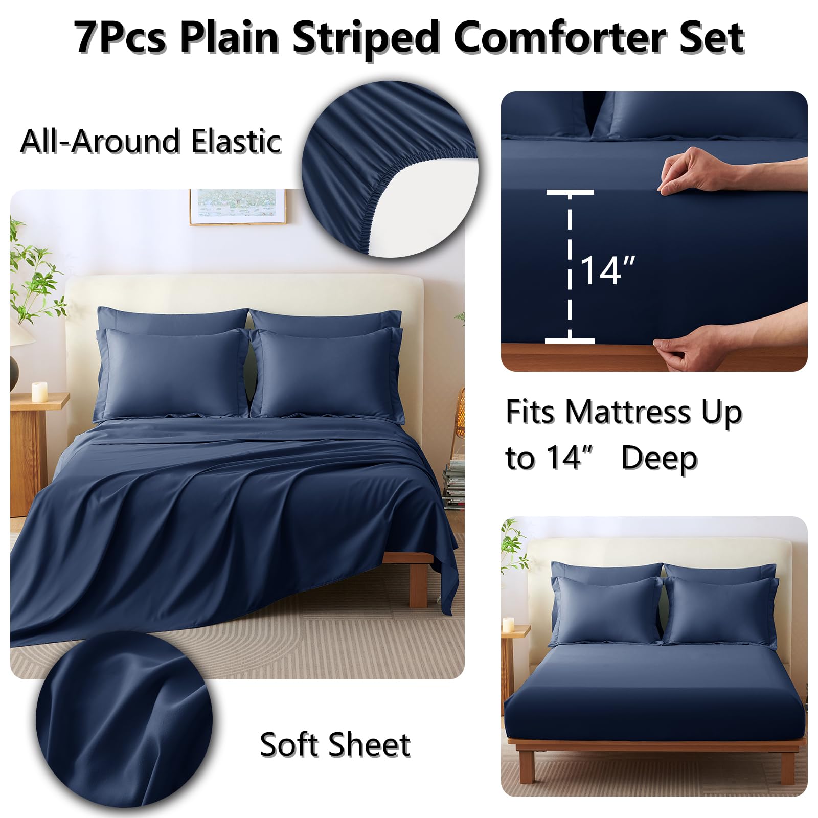 Brushed Microfiber Striped Quilt Set – Soft, Breathable, and All-Season Comforter Set