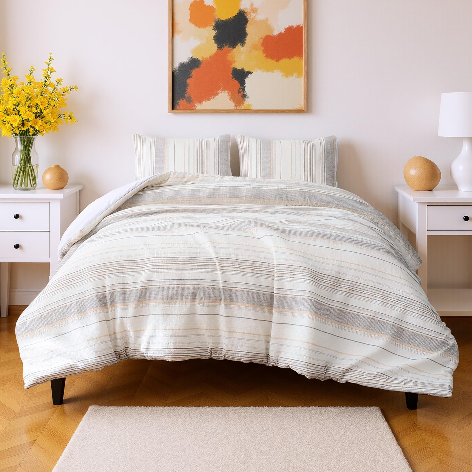 Jacquard Striped Quilt Set – Simple, Versatile, and All-Season Comforter Set