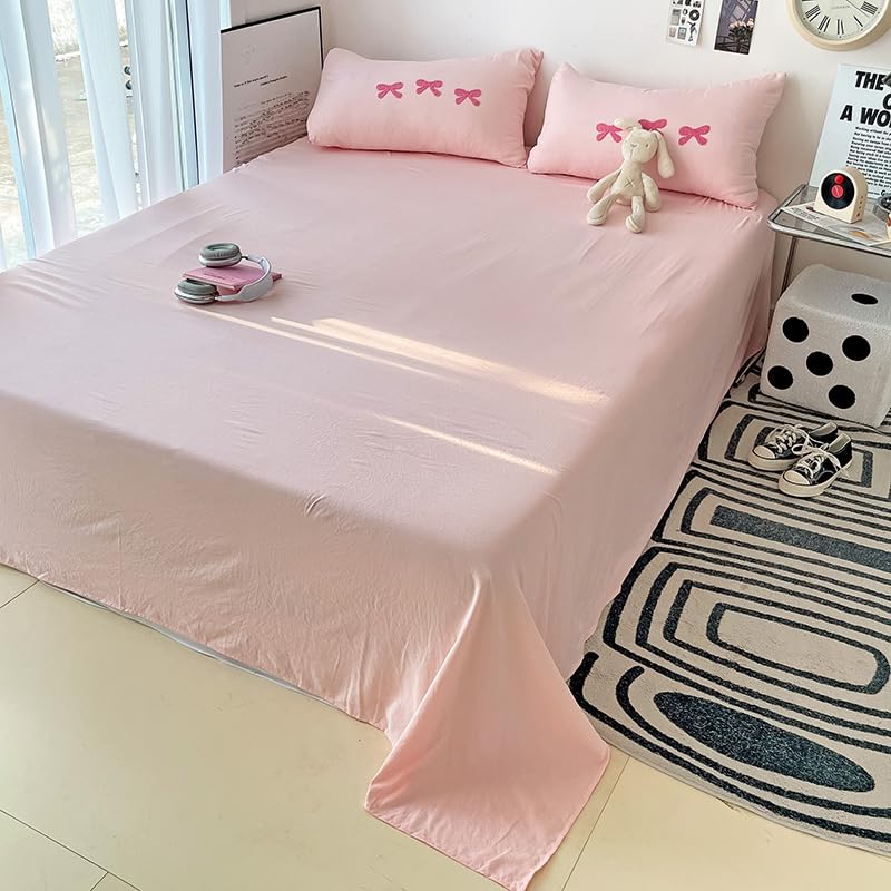 Pink Chenille Tufted Bow Embroidered Quilt Set – Soft, Playful, and Kid-Friendly Comforter Set