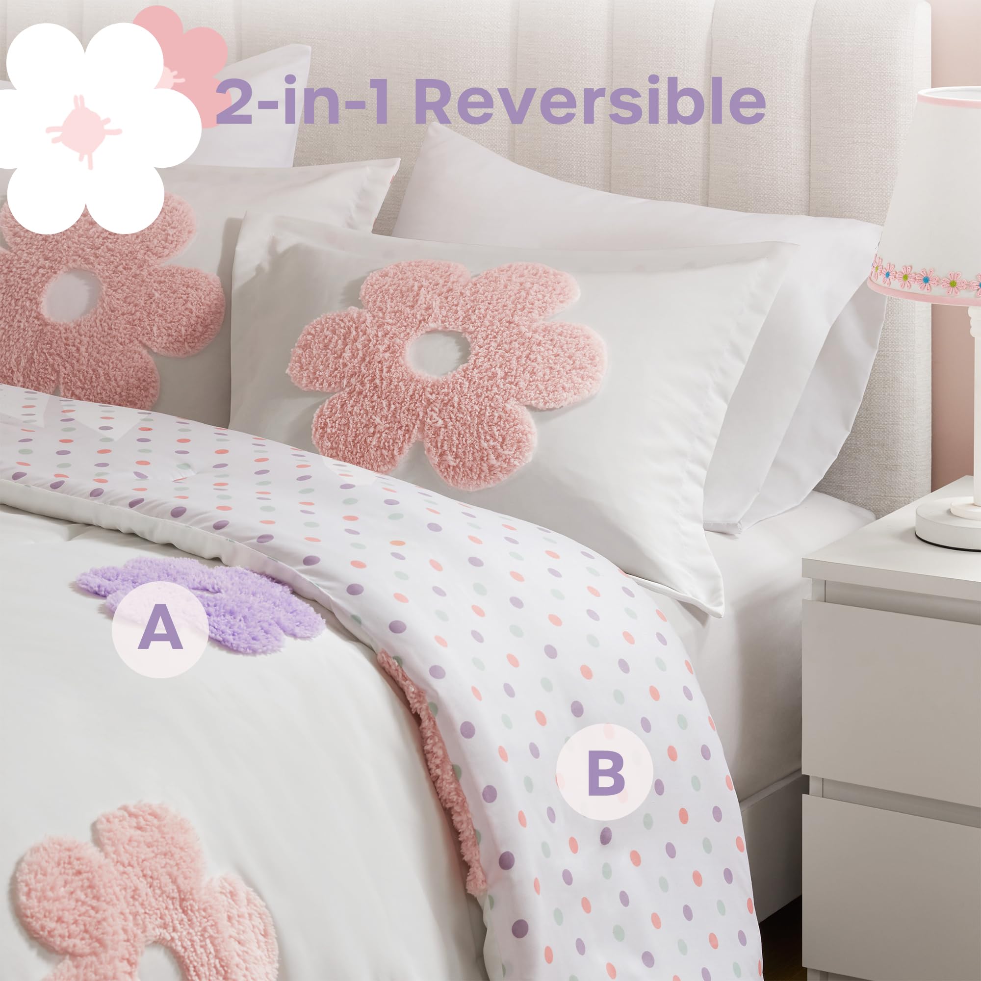 Tufted Chenille Floral Comforter Set – Playful Colors & Cozy All-Season Feel