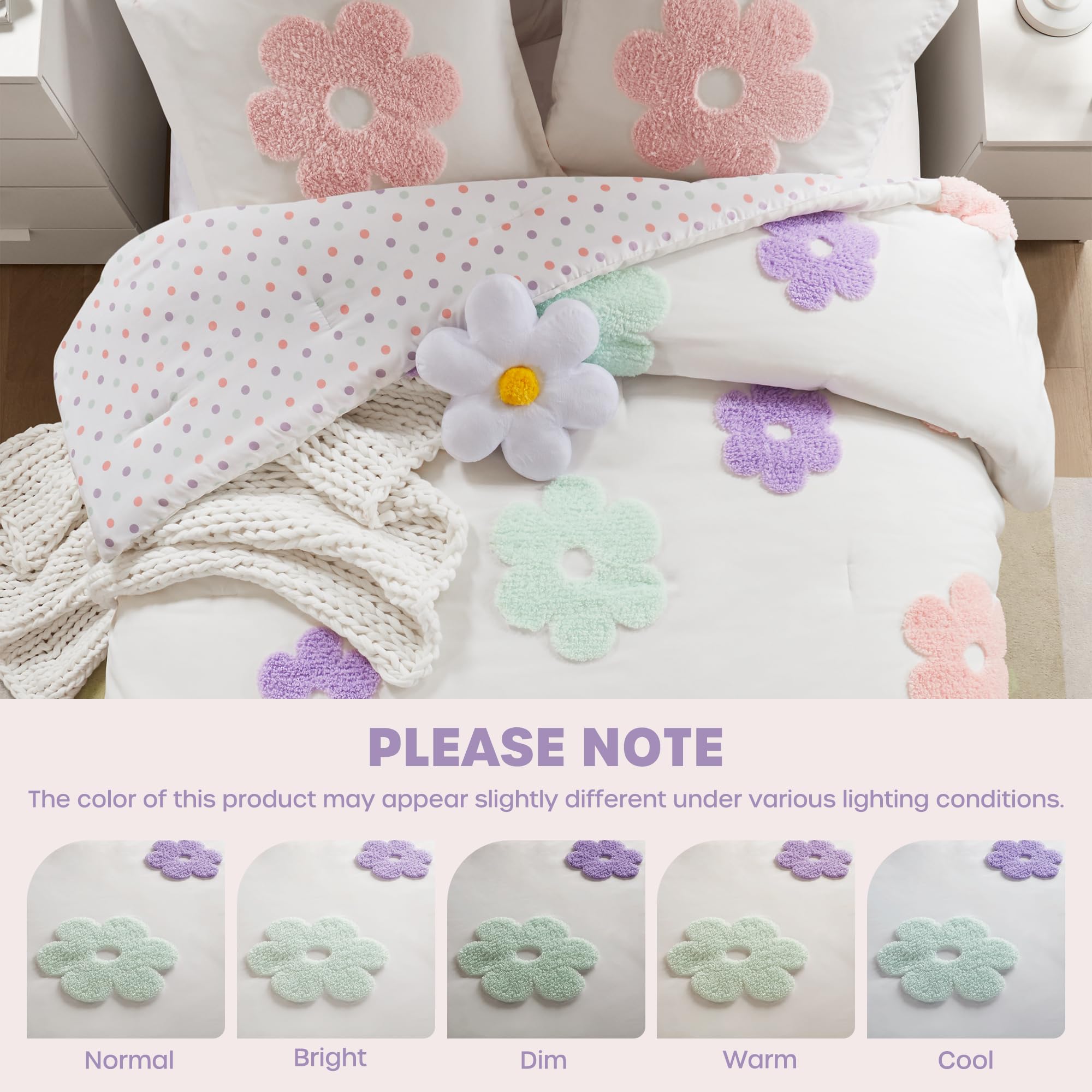 Tufted Chenille Floral Comforter Set – Playful Colors & Cozy All-Season Feel