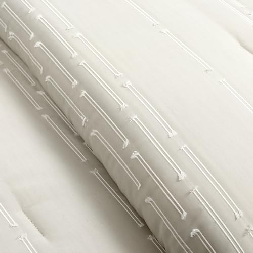 Striped Cut-Pile Jacquard Comforter Set – Neutral Tones & All-Season Comfort