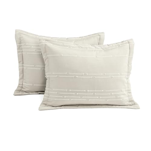 Striped Cut-Pile Jacquard Comforter Set – Neutral Tones & All-Season Comfort