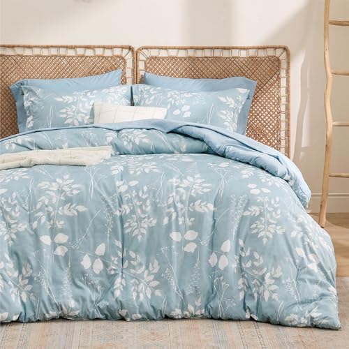 Floral Sage Print Comforter Set – Soft Brushed Microfiber & Bohemian Style