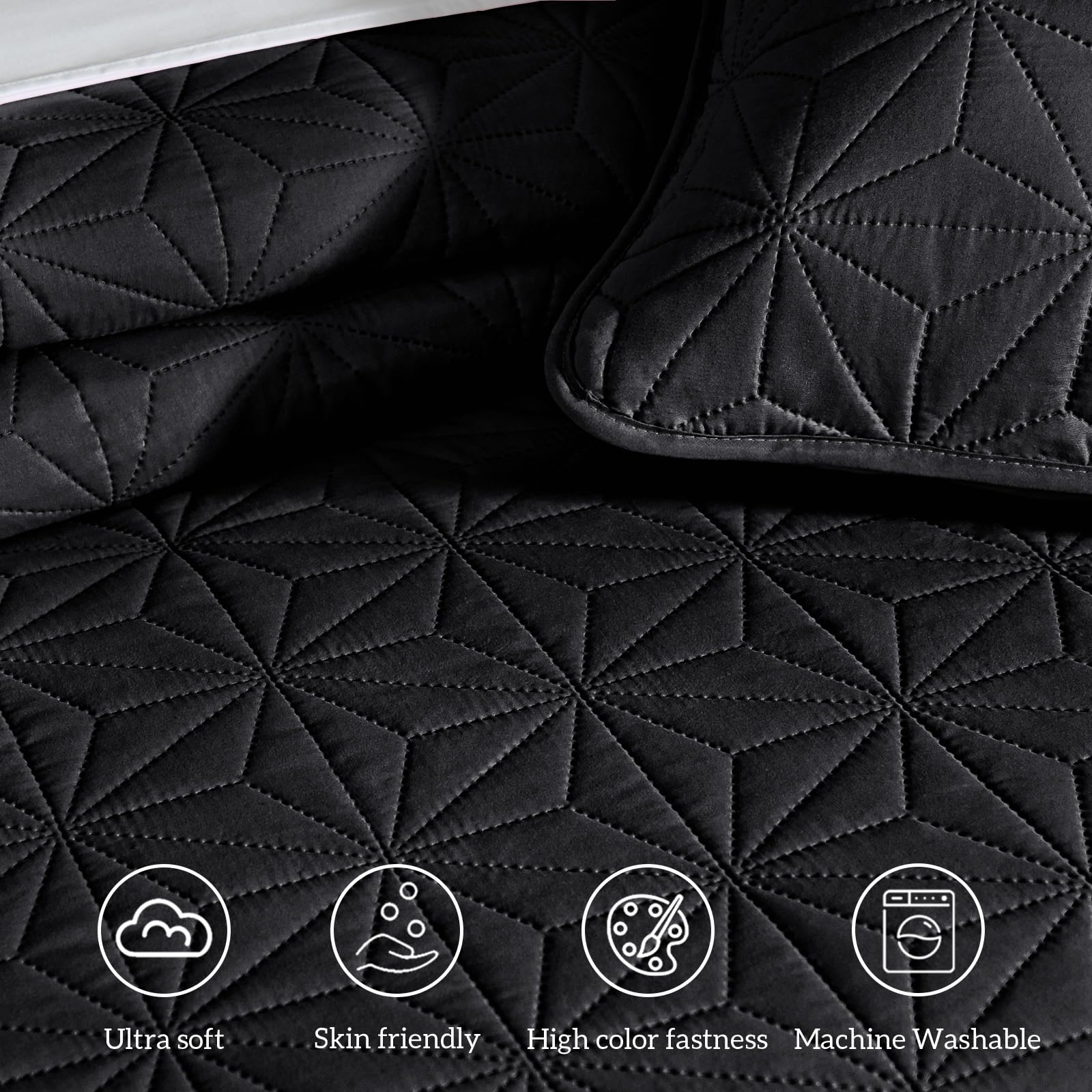 Modern Geometric Ultrasonic Bedspread Set – Lightweight Microfiber Coverlet