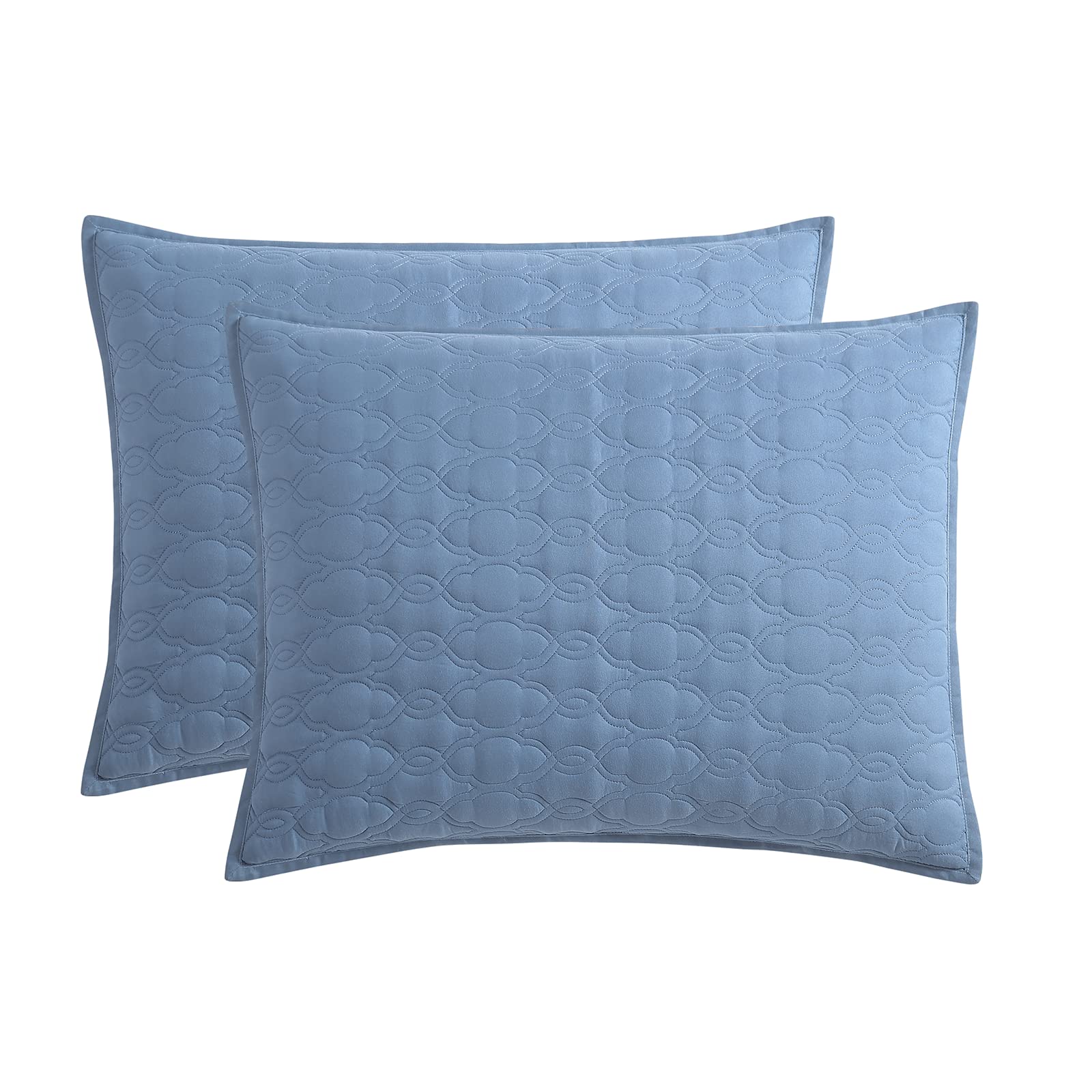 Microfiber Quilted Bedspread Set – Solid Color Geometric Stitch 3-Piece Collection